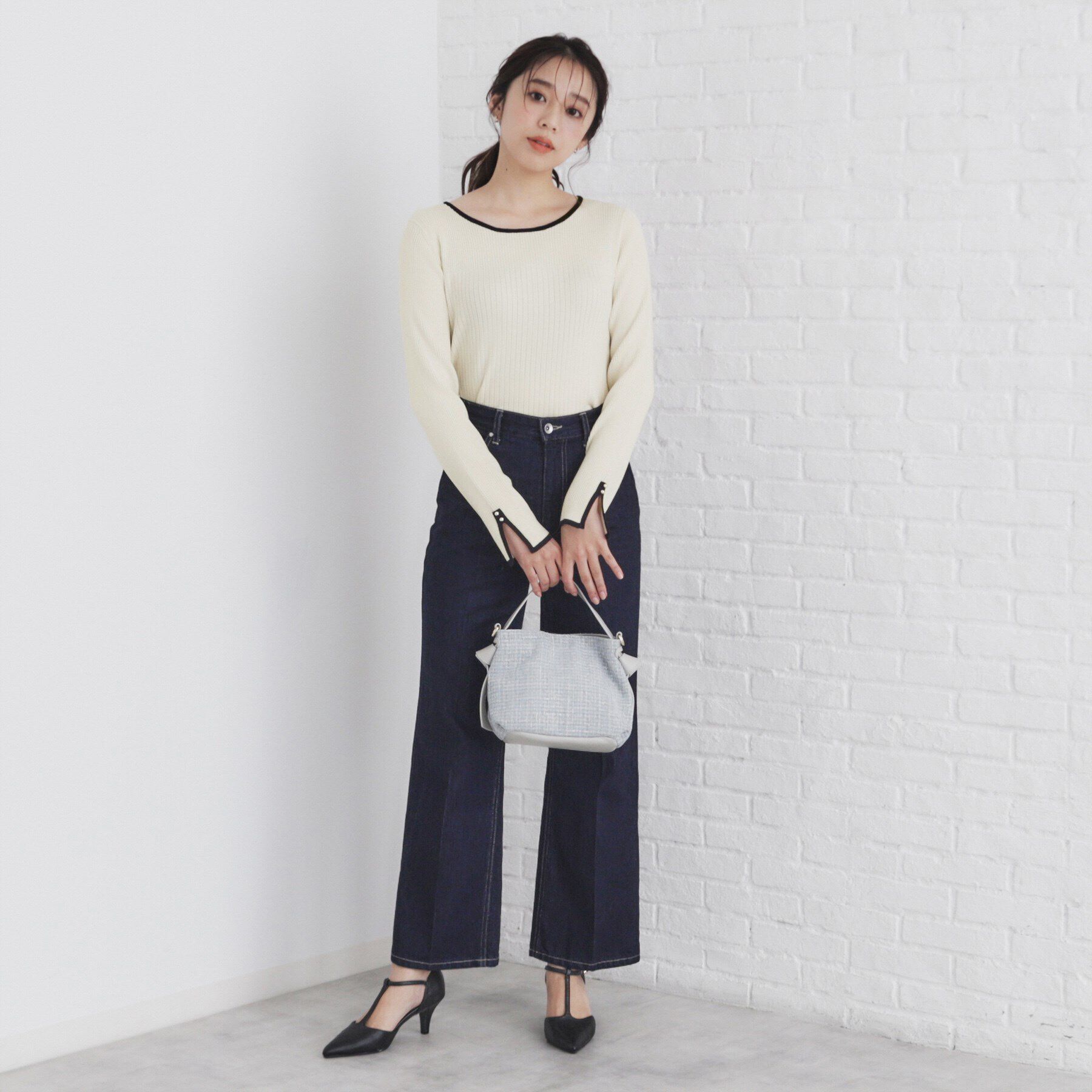 index「スリットスリーブバイカラーリブニット【洗濯機洗い可】」|ニット・セーター|