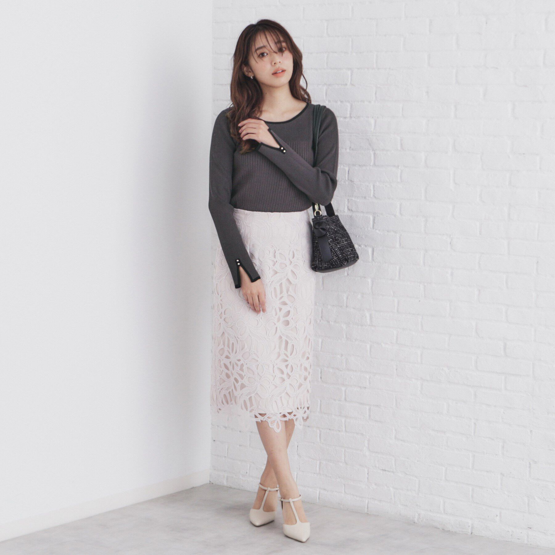 index「スリットスリーブバイカラーリブニット【洗濯機洗い可】」|ニット・セーター|