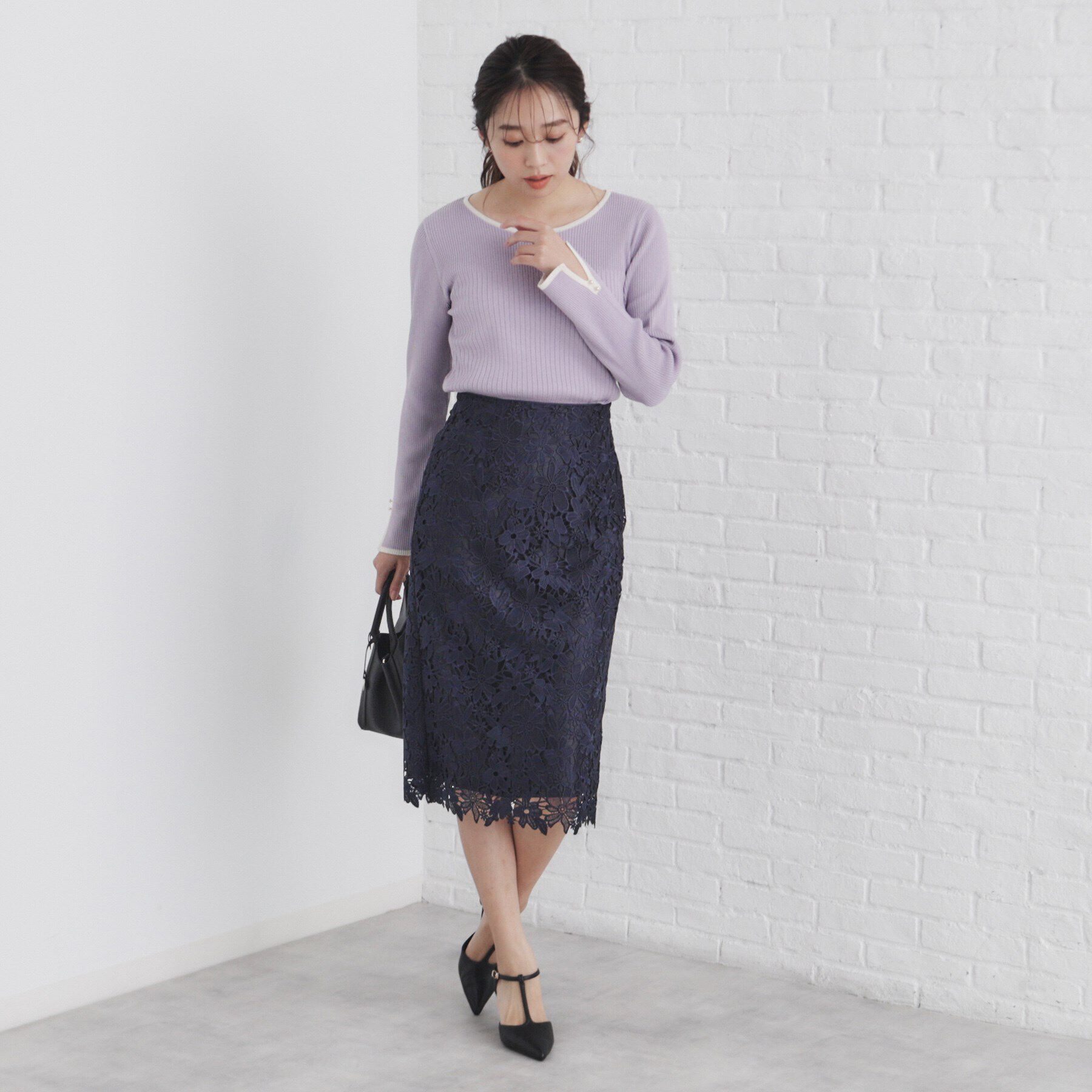 index「スリットスリーブバイカラーリブニット【洗濯機洗い可】」|ニット・セーター|