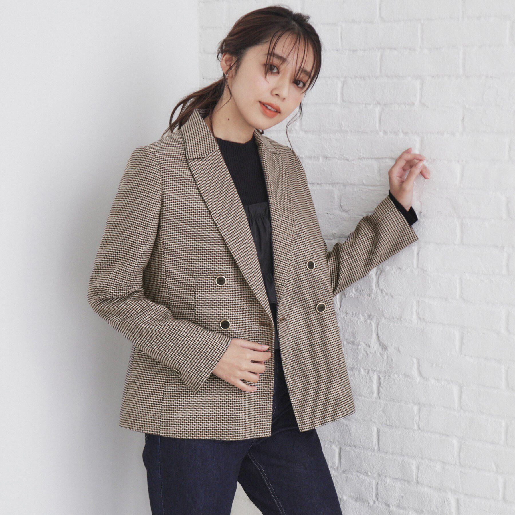 index「《BAILA掲載》ダブルクロスジャケット/セットアップ対応【洗える/イージーアイロン】」|テーラードジャケット|