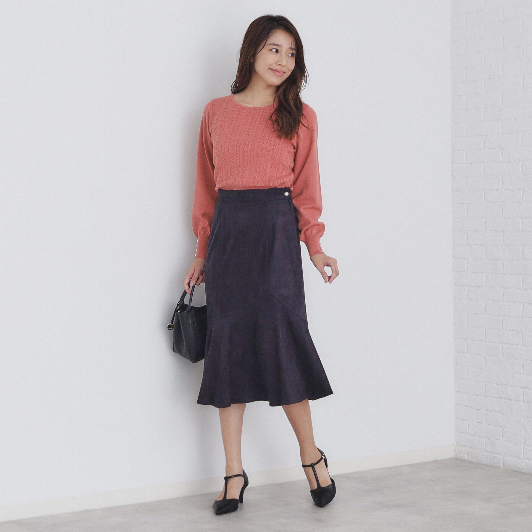 index「ミニケーブルクルーネックニット【洗濯機洗い可】」|ニット・セーター|