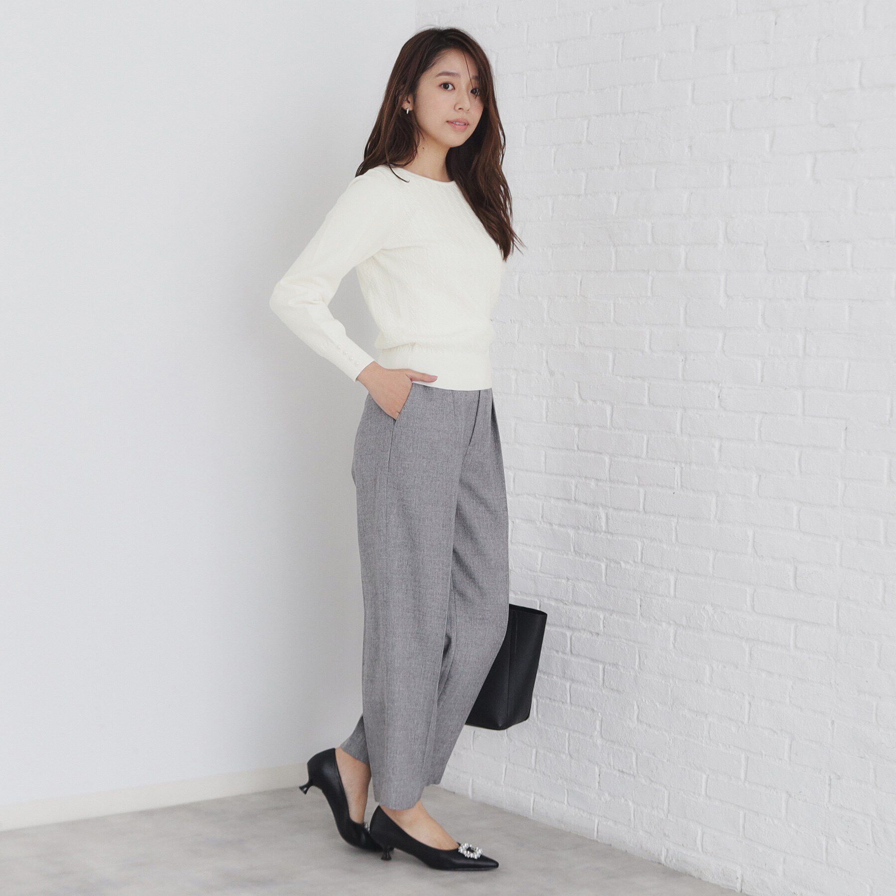 index「ミニケーブルクルーネックニット【洗濯機洗い可】」|ニット・セーター|