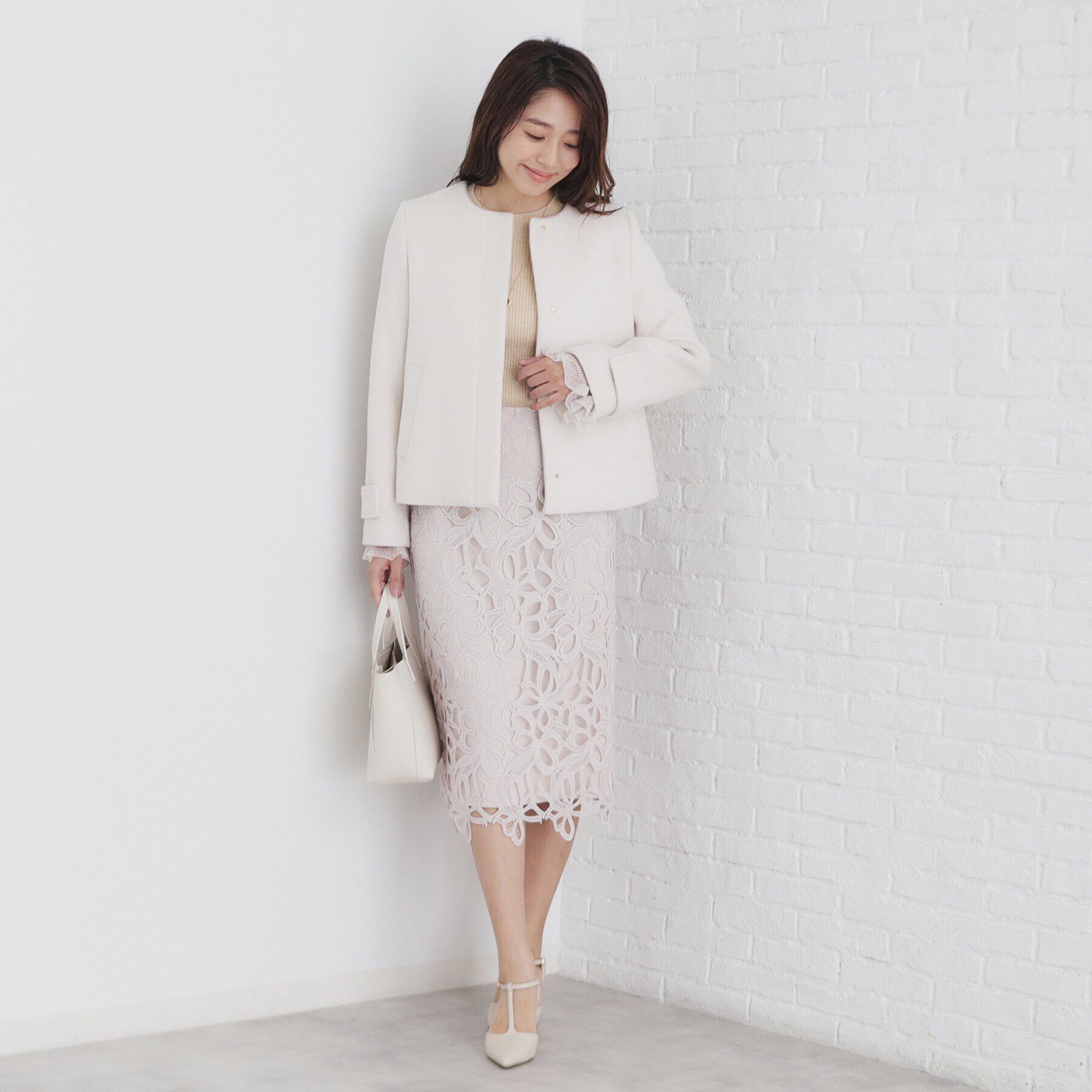 index「ハイネックラメフレアスリーブレースニット【洗濯機洗い可】」|ニット・セーター|