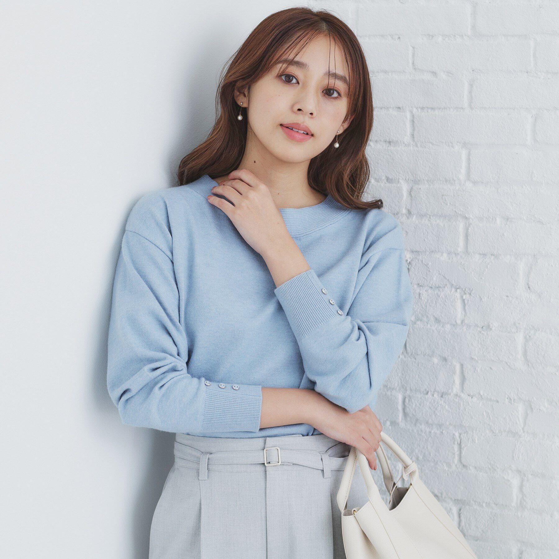 index「≪エマール検証済≫8colorボートネックニット【洗濯機洗い可】」|ニット・セーター|サックスブルー(09