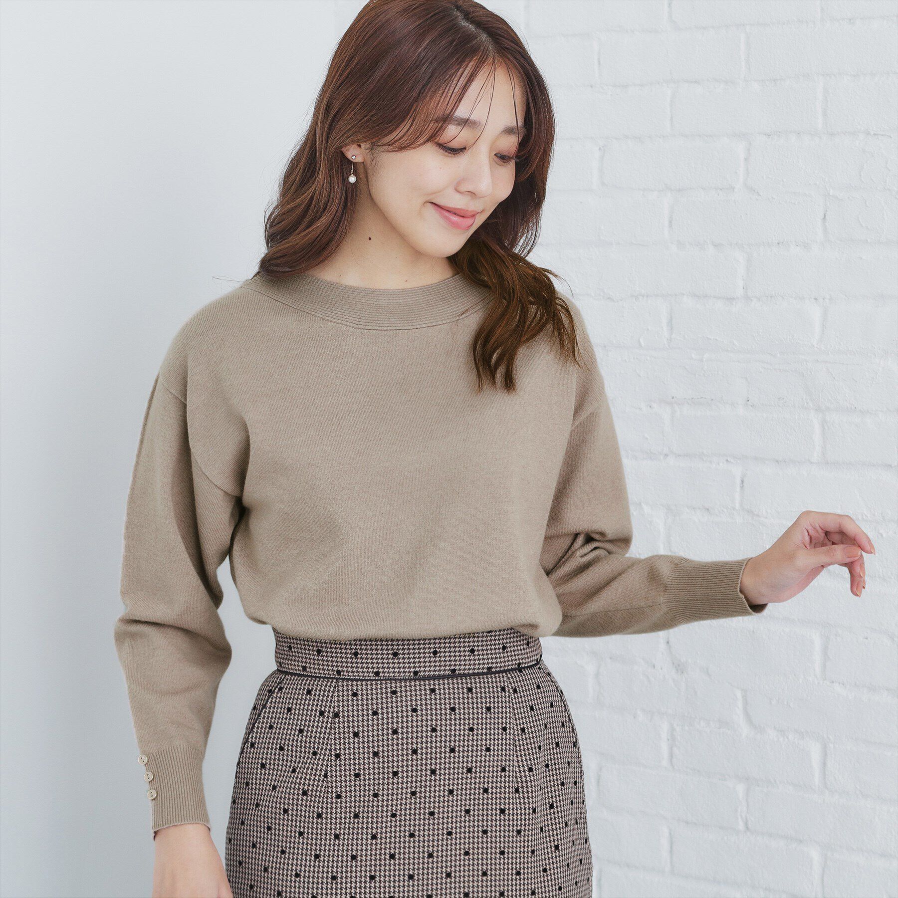 index「≪エマール検証済≫8colorボートネックニット【洗濯機洗い可】」|ニット・セーター|ベージュ(852)