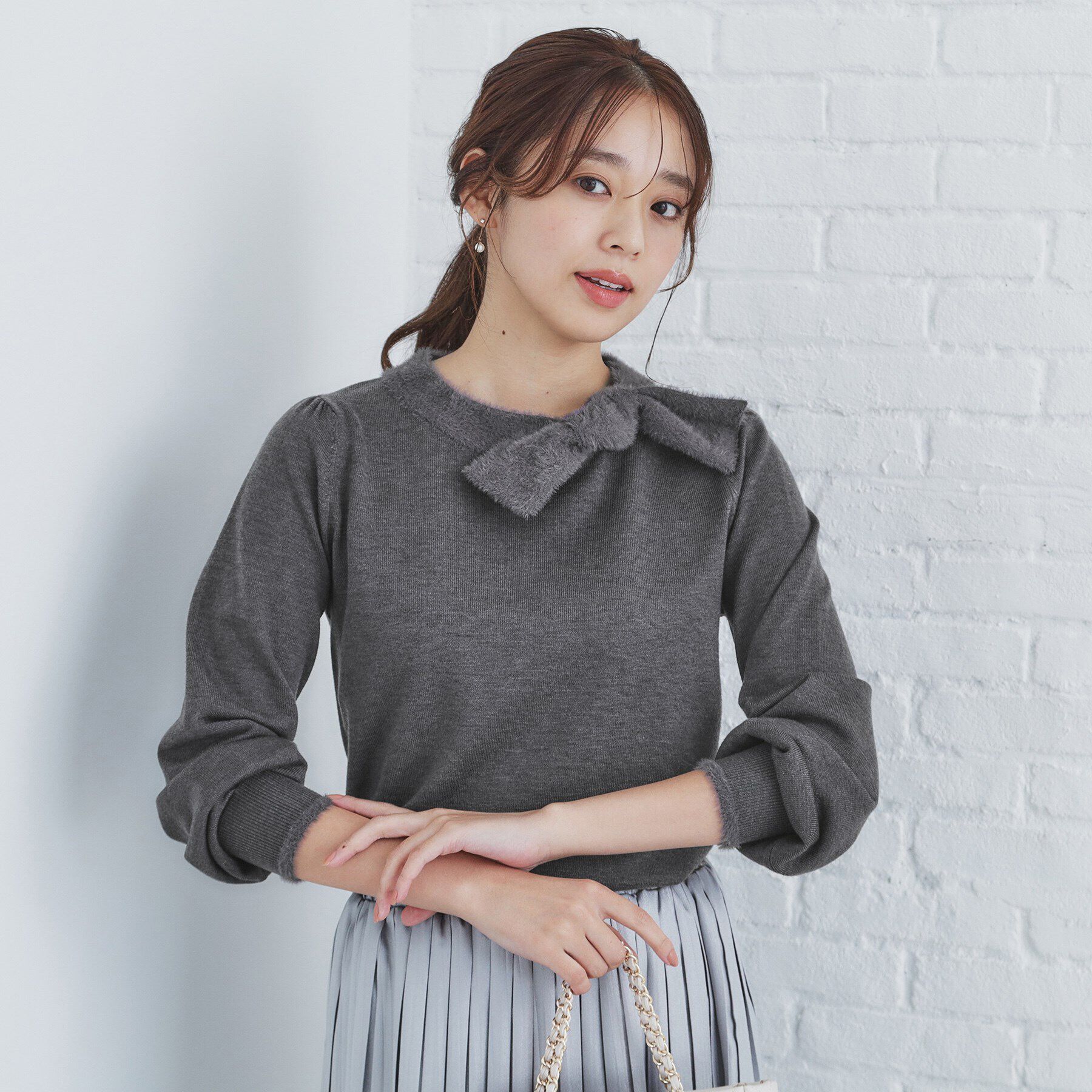 index「《6color/XS-LLsize》リボン取り外し2WAY フェザーリボンニット【洗濯機洗い可】」|ニット・セーター|