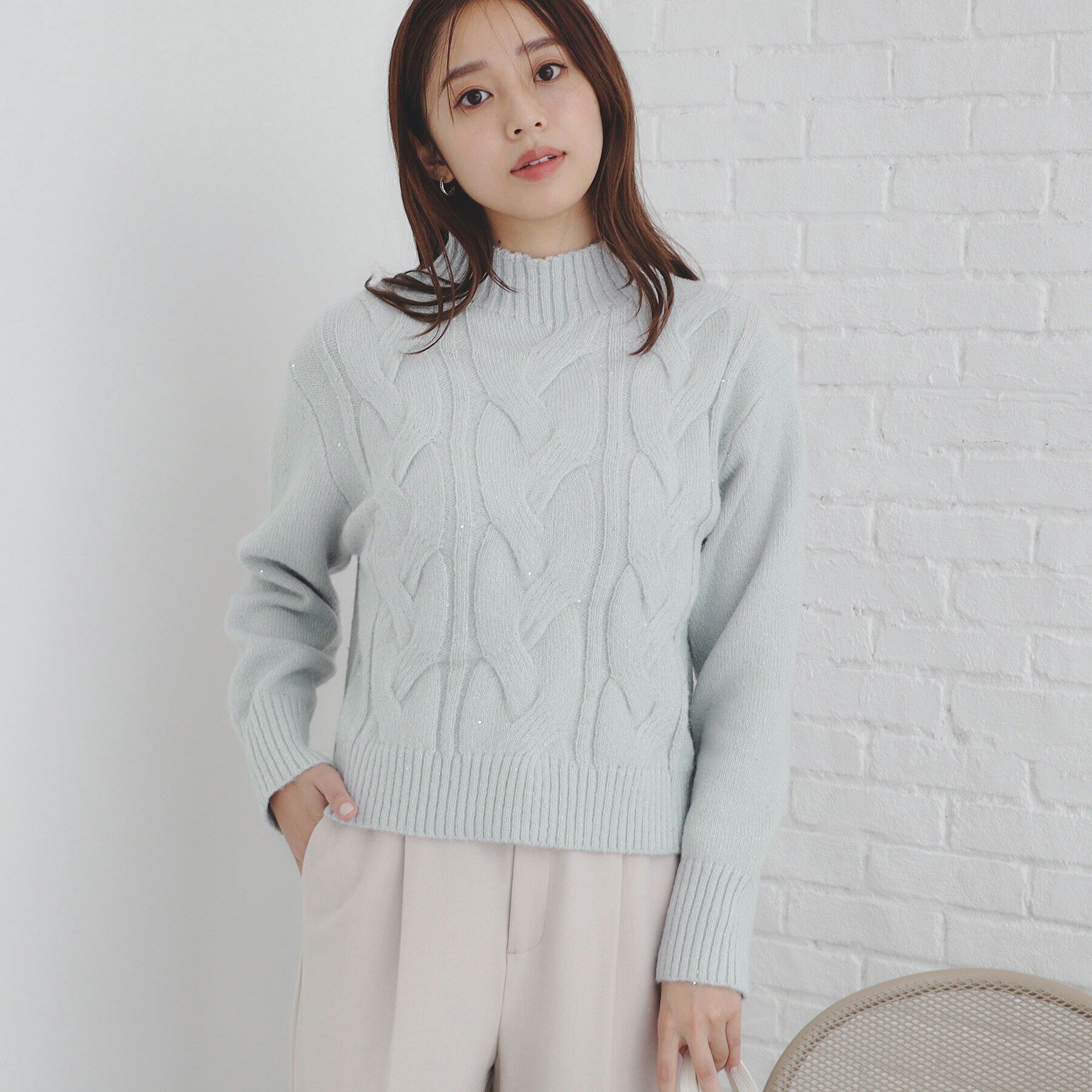 index「《美人百花掲載》スパンコールケーブルニット【洗濯機洗い可】」|ニット・セーター|