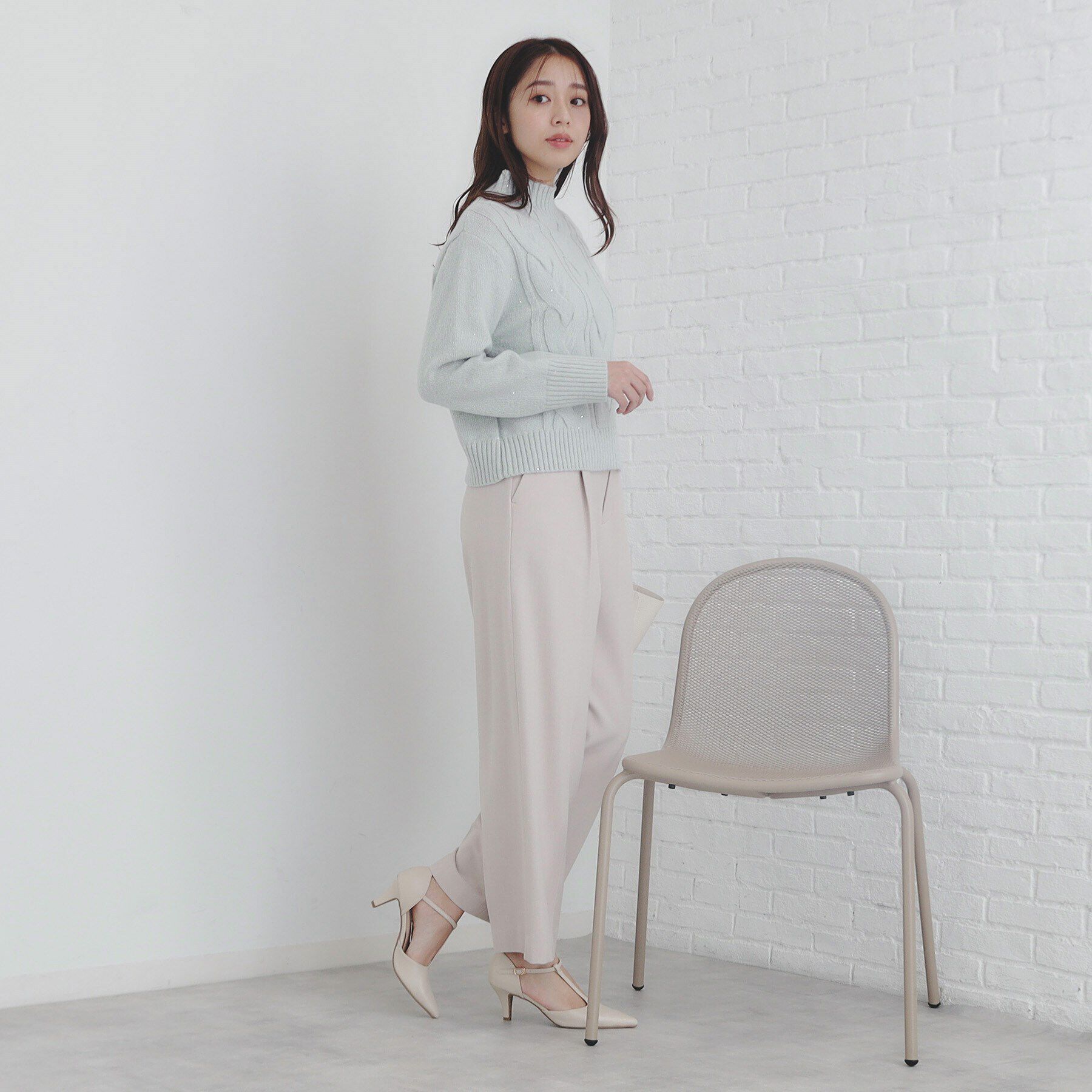 index「《美人百花掲載》スパンコールケーブルニット【洗濯機洗い可】」|ニット・セーター|