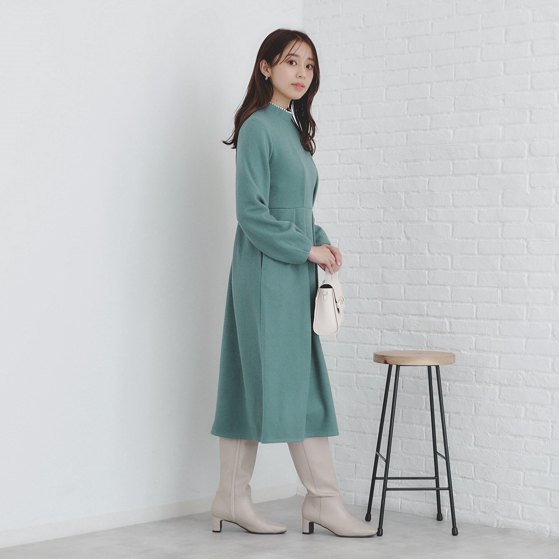 index「《S-LLsize》起毛ツイード調ジャージワンピース【洗濯機洗い可】」|ワンピース|