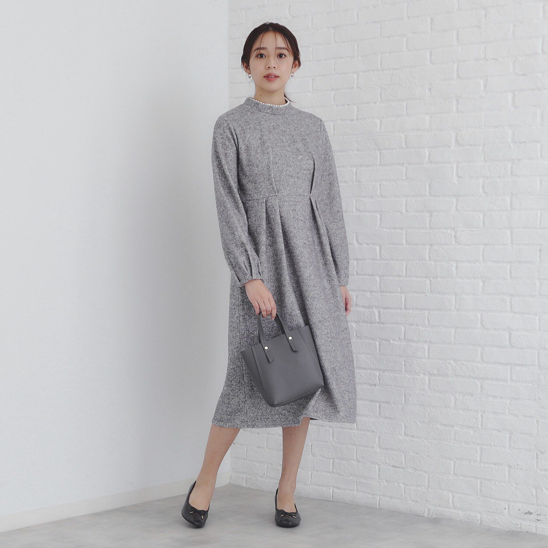 index「《S-LLsize》起毛ツイード調ジャージワンピース【洗濯機洗い可】」|ワンピース|