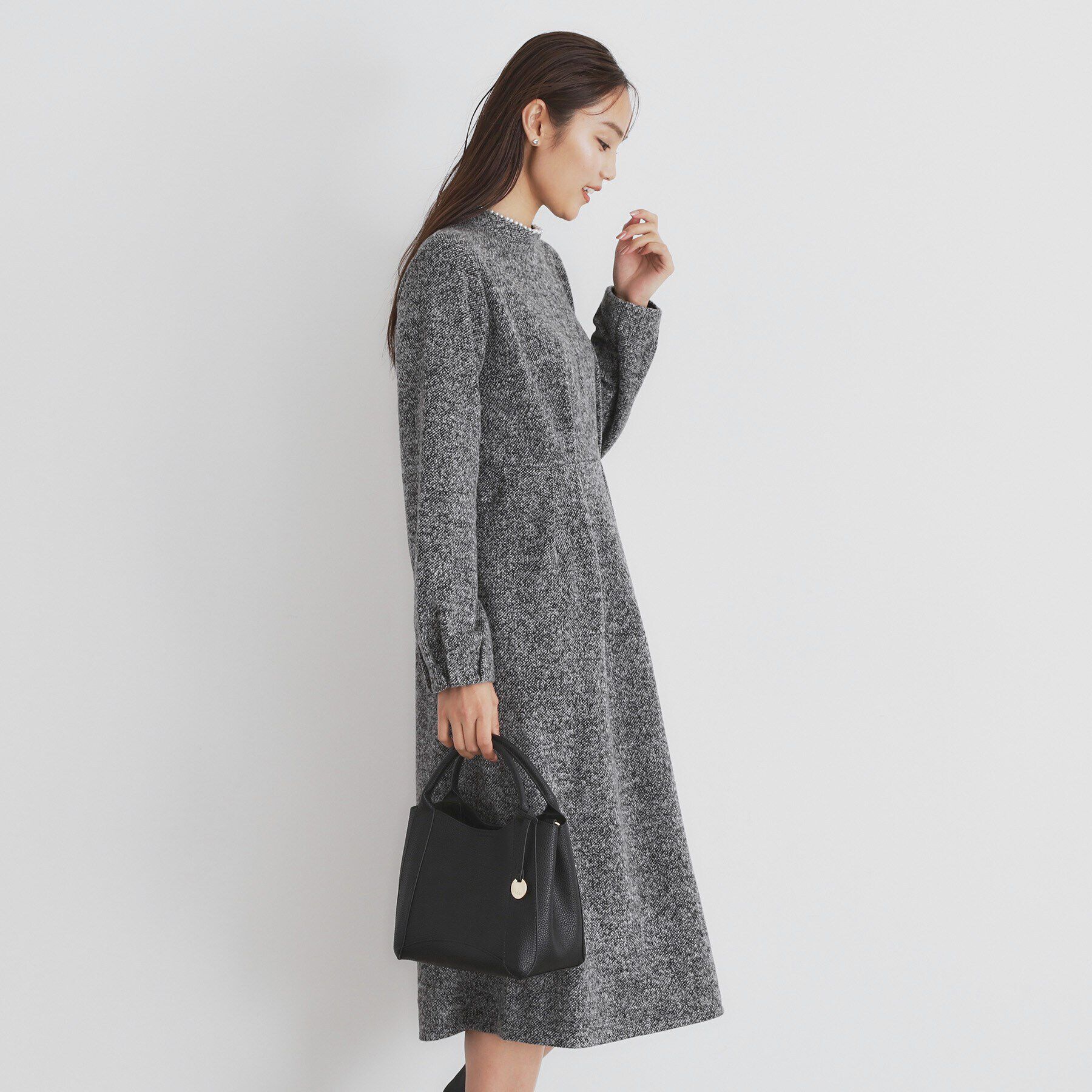 index「《S-LLsize》起毛ツイード調ジャージワンピース【洗濯機洗い可】」|ワンピース|