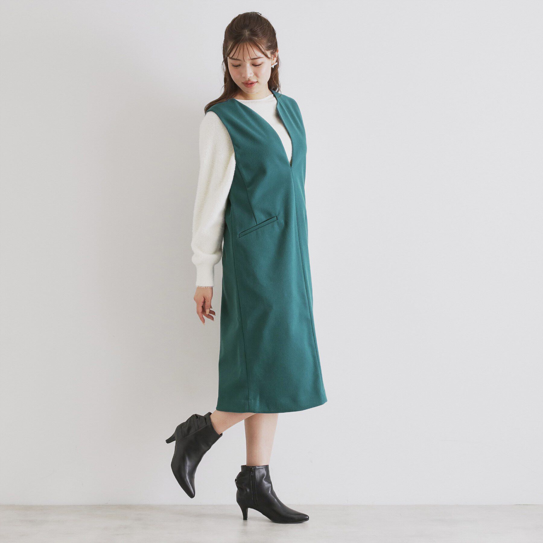 index「スリットネックジャンパースカート【洗濯機洗い可/イージーアイロン】」|ワンピース|