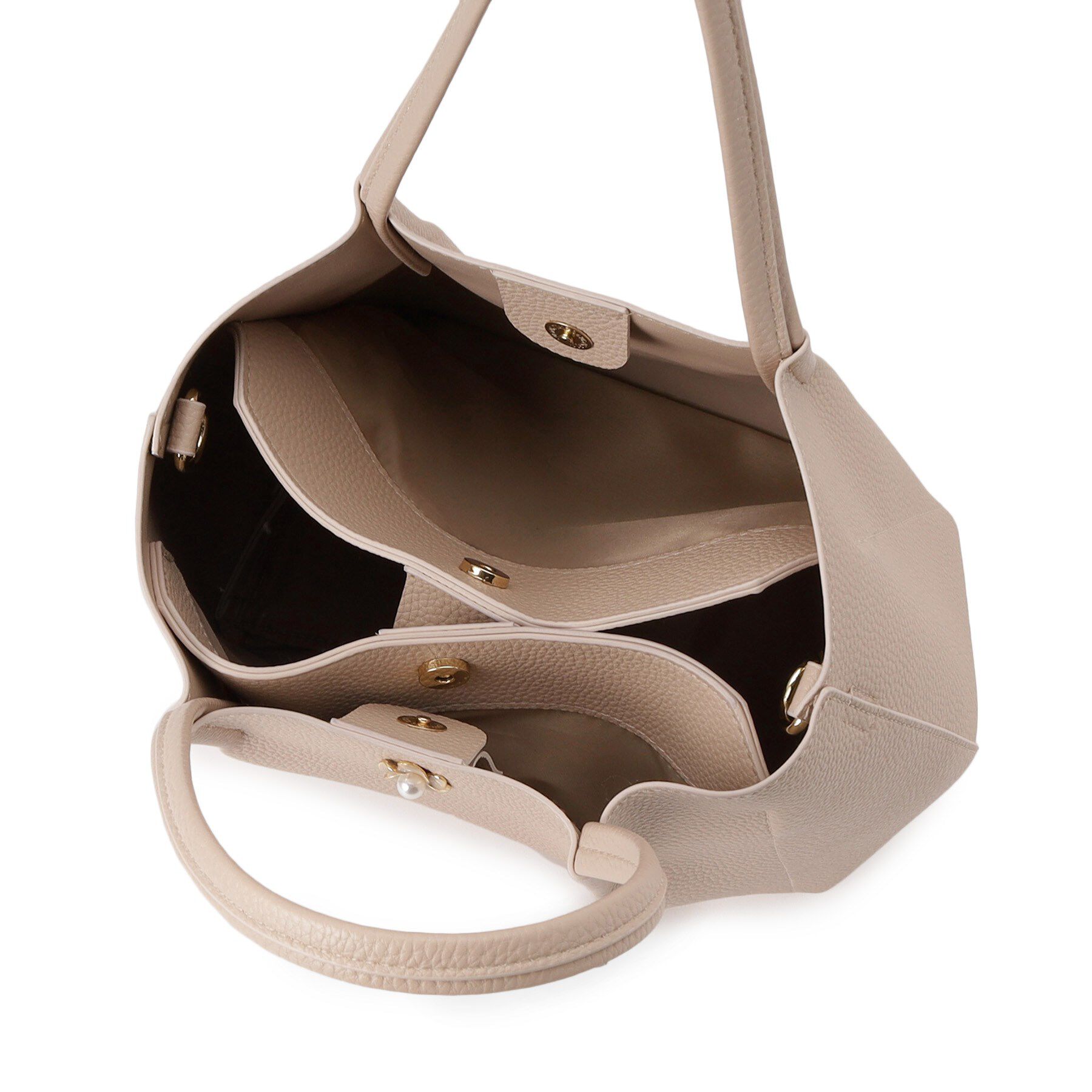 index「【2WAY】フラワーパーツ合皮ミドルトートバッグ」|トートバッグ|