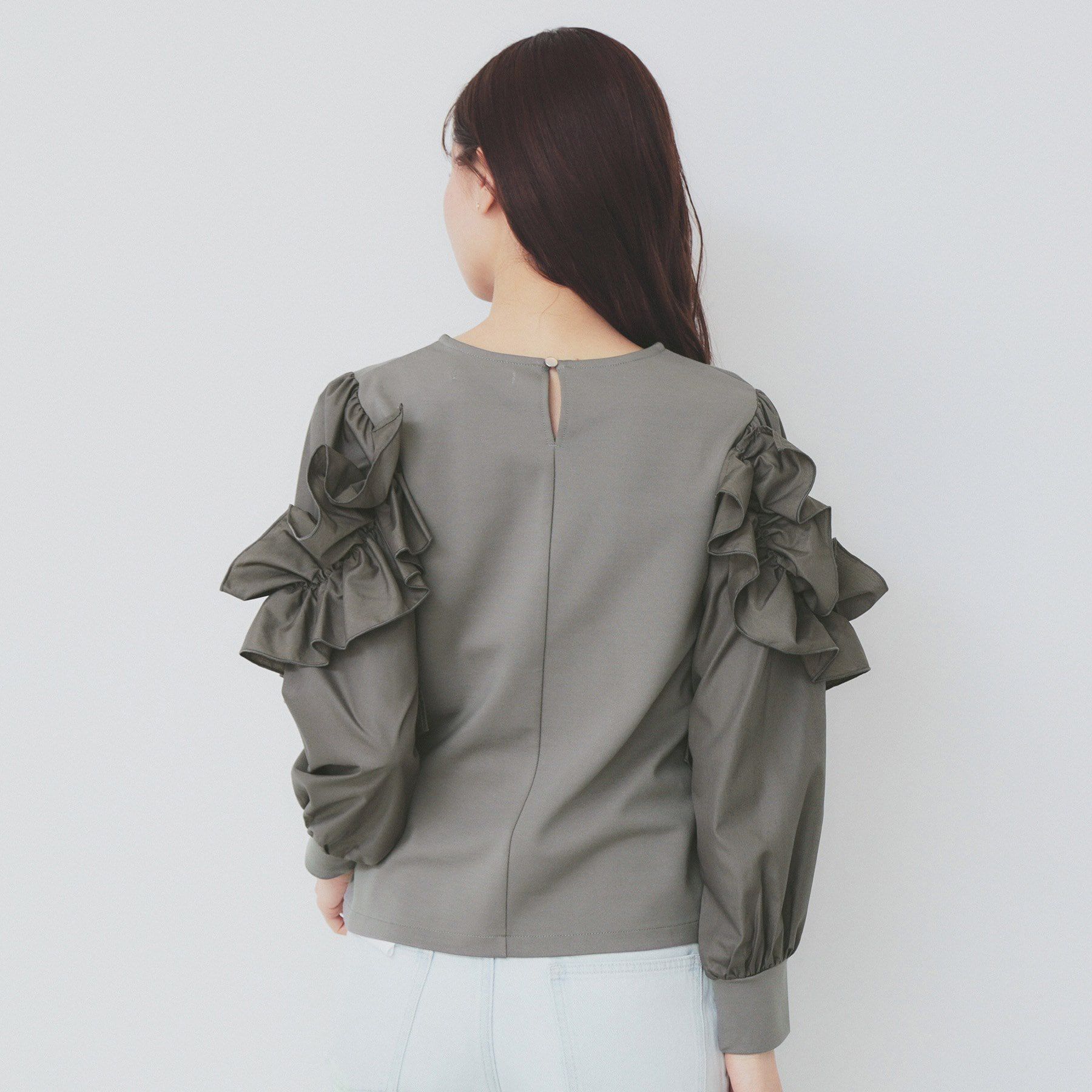 index「フリルスリーブドッキングトップス【洗濯機洗い可】」|Tシャツ・カットソー|