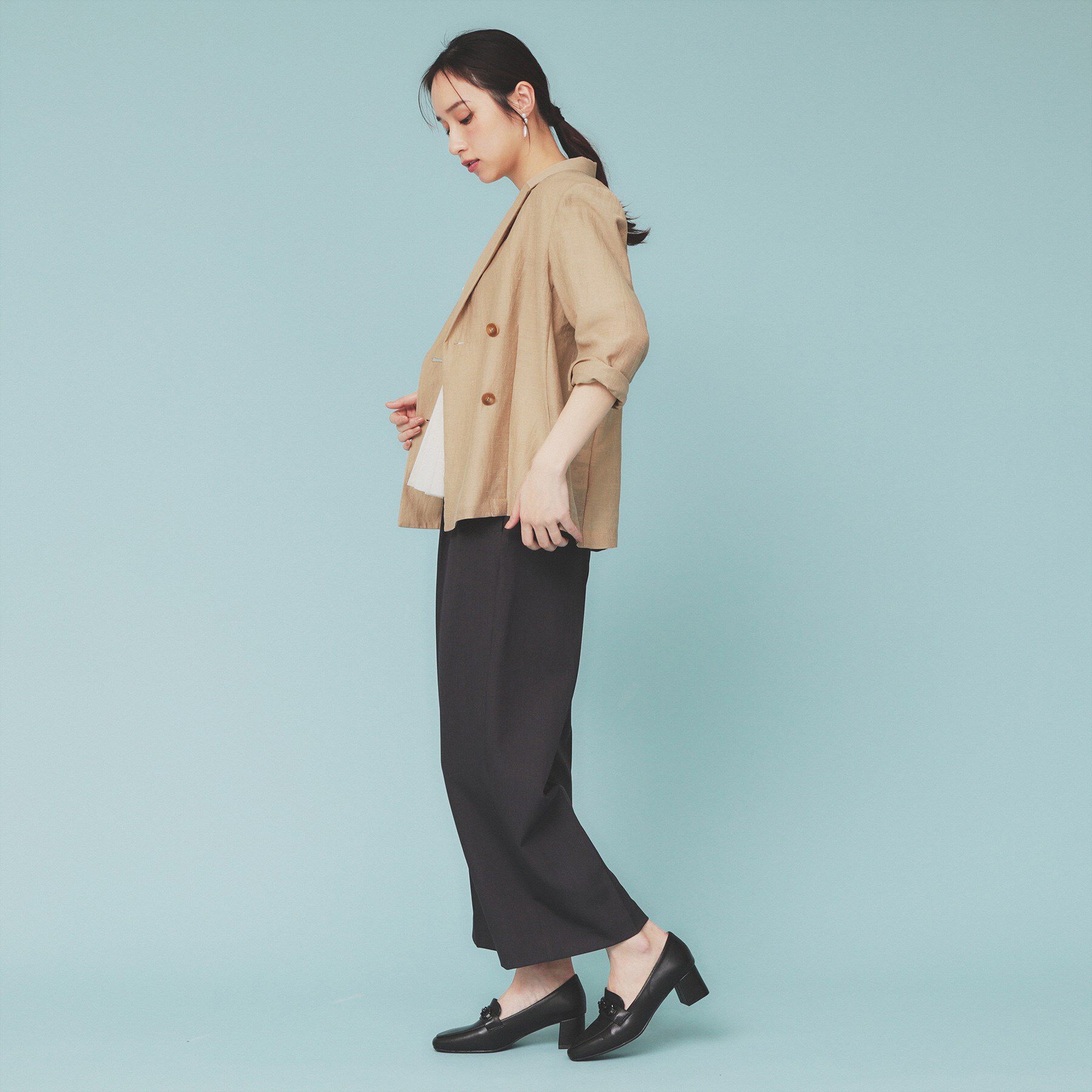 index「麻調シアーダブルブレストテーラードジャケット【洗濯機洗い可】」|テーラードジャケット|