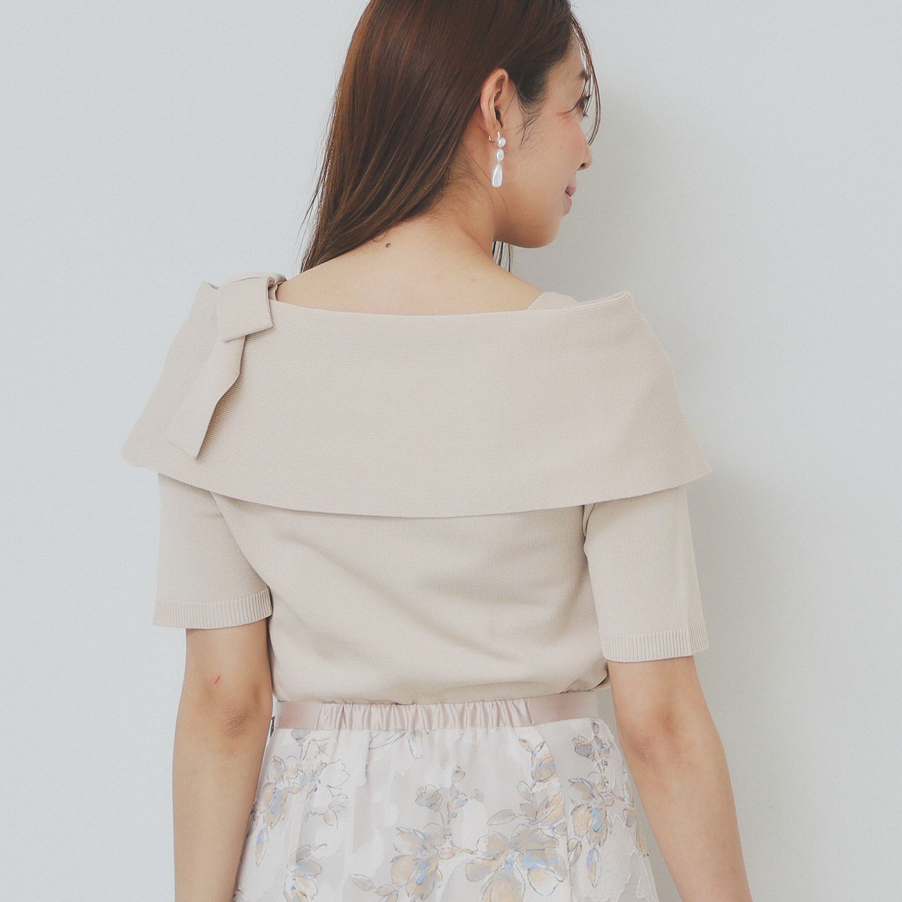 index「アシメリボンオフショルニット【洗濯機洗い可】」|ニット・セーター|