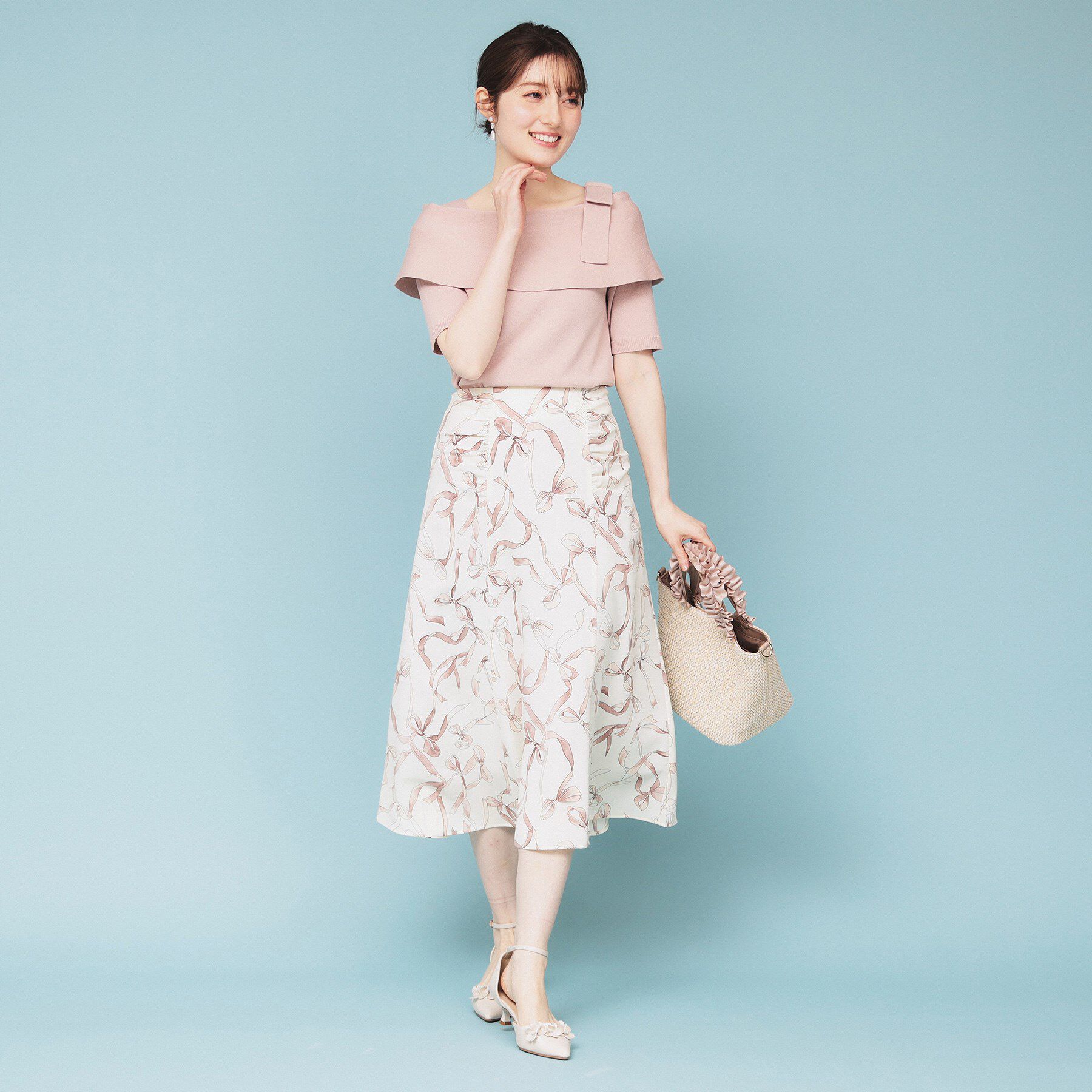 index「リボン柄マーメイドフレアスカート【洗濯機洗い可/イージーアイロン】」|スカート|