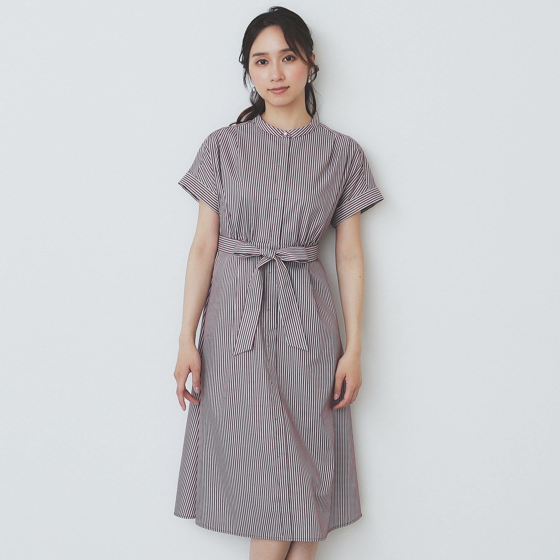 index「《XS-LLサイズ》マルチストライプシャツワンピース【洗濯機洗い可/イージーアイロン/防シワ】」|ワンピース|