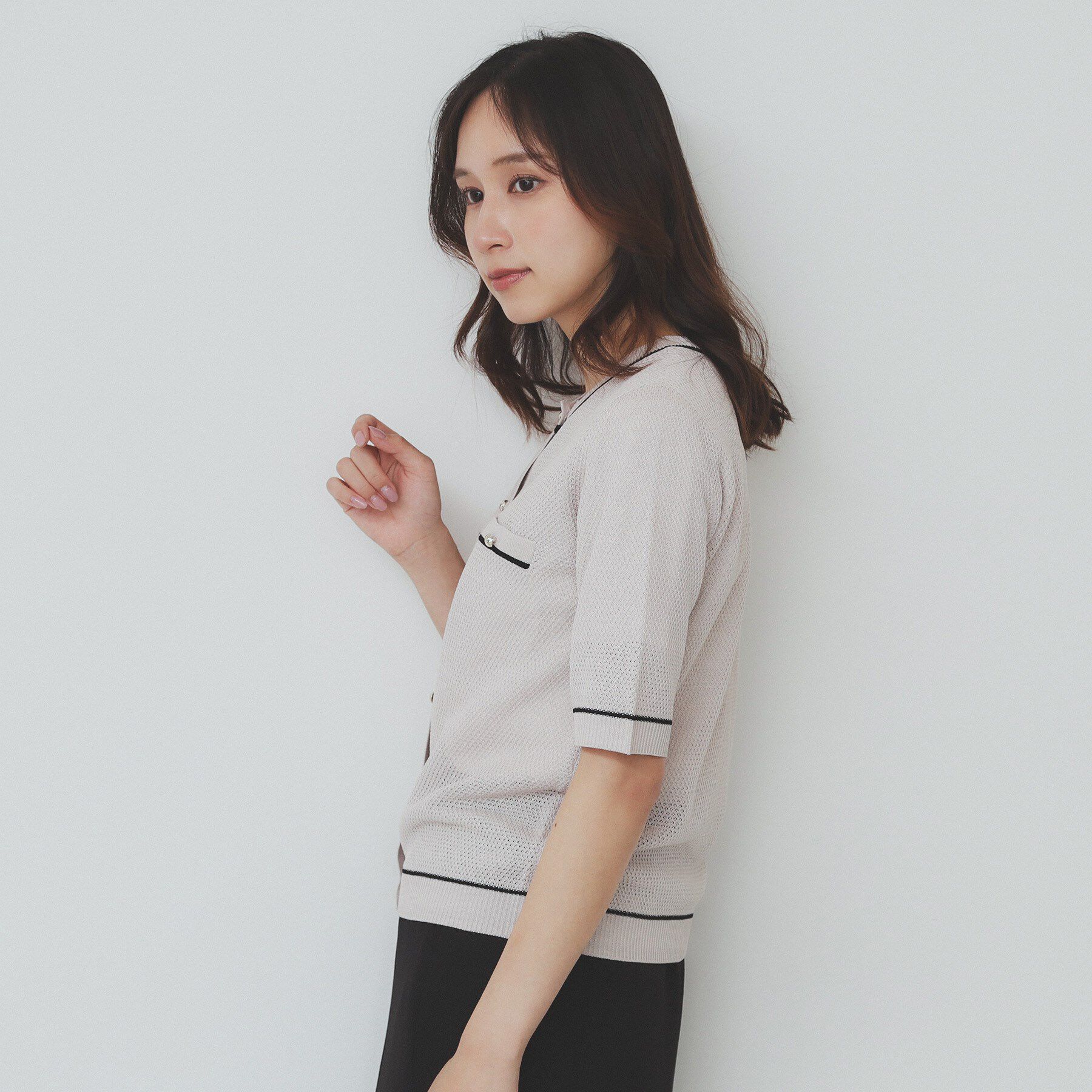 index「バイカラー半袖カーディガン【洗える/抗ピル】」|カーディガン|