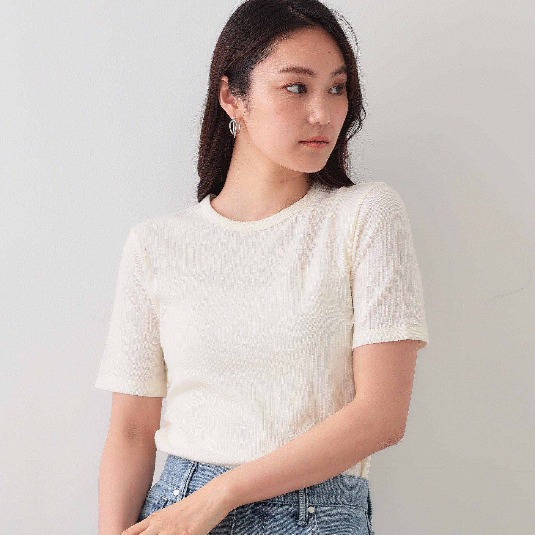 OPAQUE.CLIP「ストライプリブカットソー【洗濯機洗い可】」|Tシャツ・カットソー|