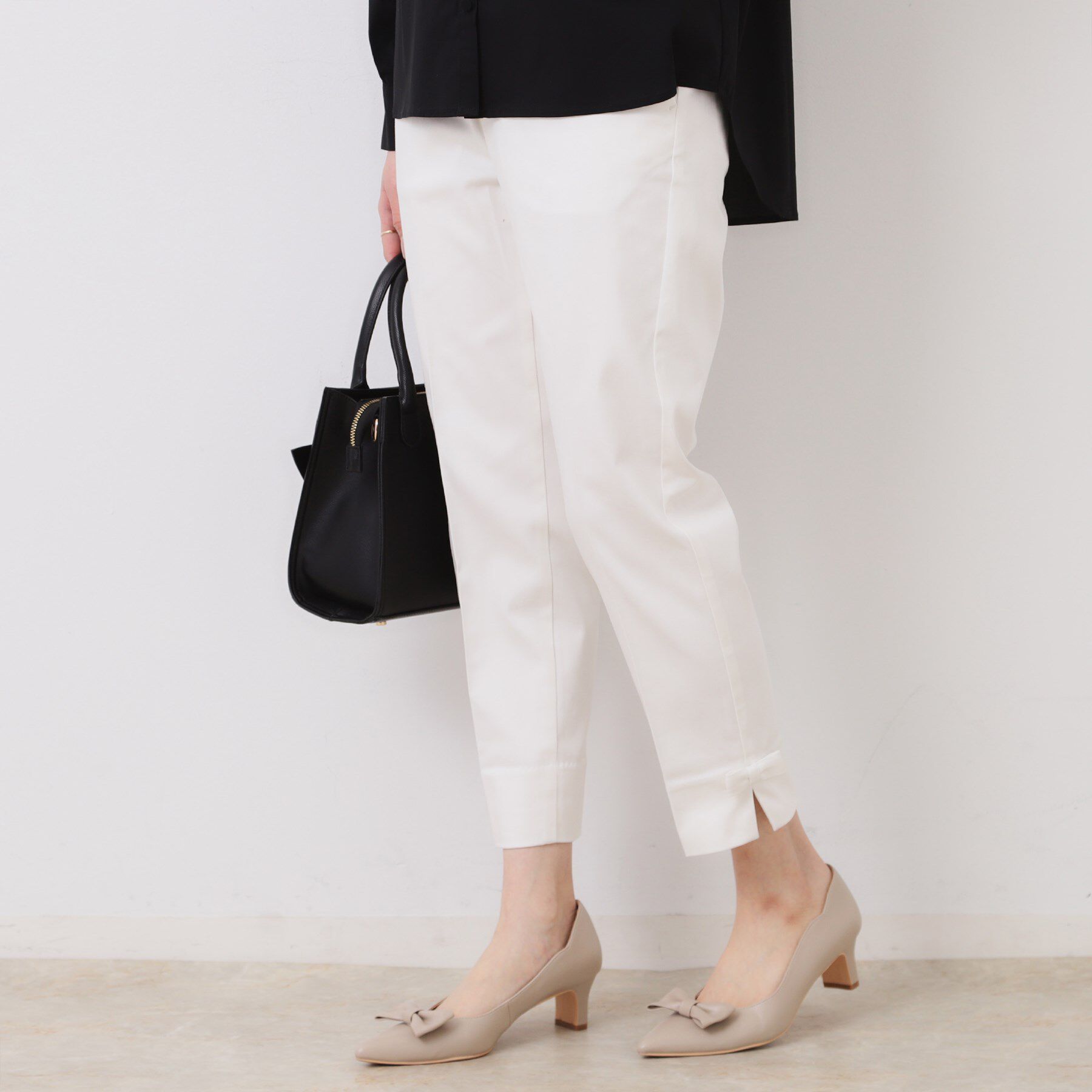 Couture broach「【スッキリ見え・美脚・通勤】リボンポイントサテストパンツ」|その他|