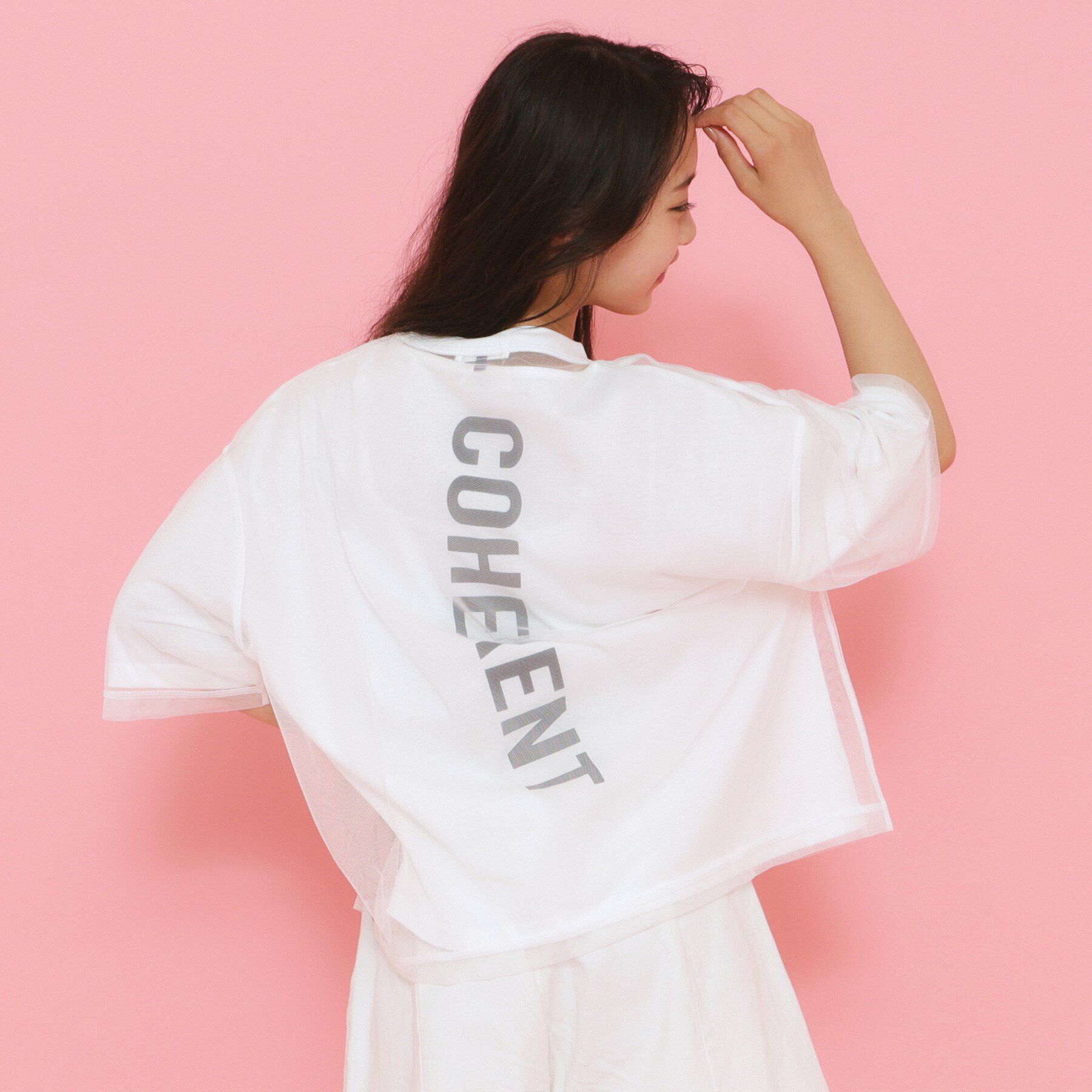 PINK-latte「【セットアイテム】チュールレイヤードTシャツセット」|Tシャツ・カットソー|ｵﾌﾎﾜｲﾄ(003)