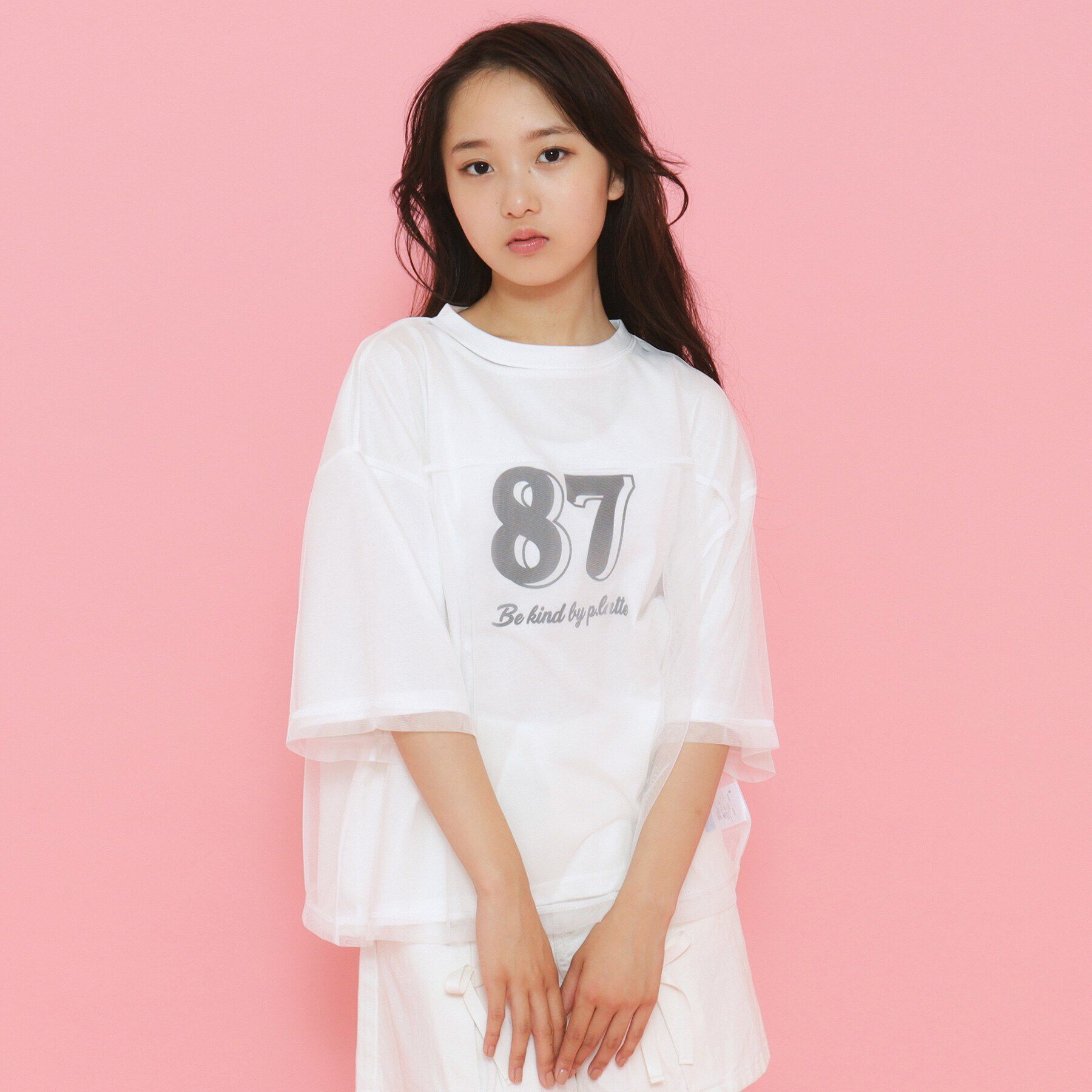 PINK-latte「【セットアイテム】チュールレイヤードTシャツセット」|Tシャツ・カットソー|