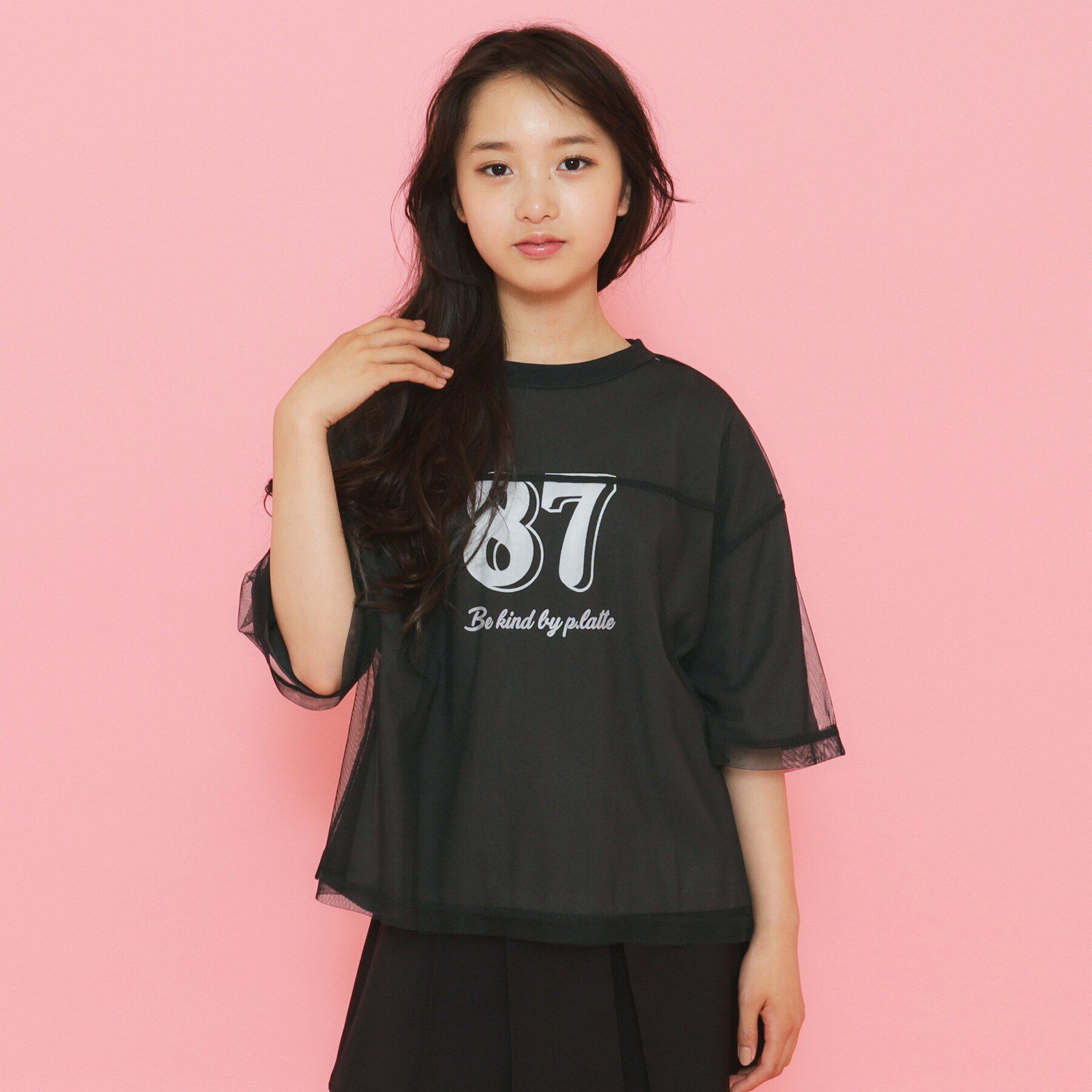 PINK-latte「【セットアイテム】チュールレイヤードTシャツセット」|Tシャツ・カットソー|