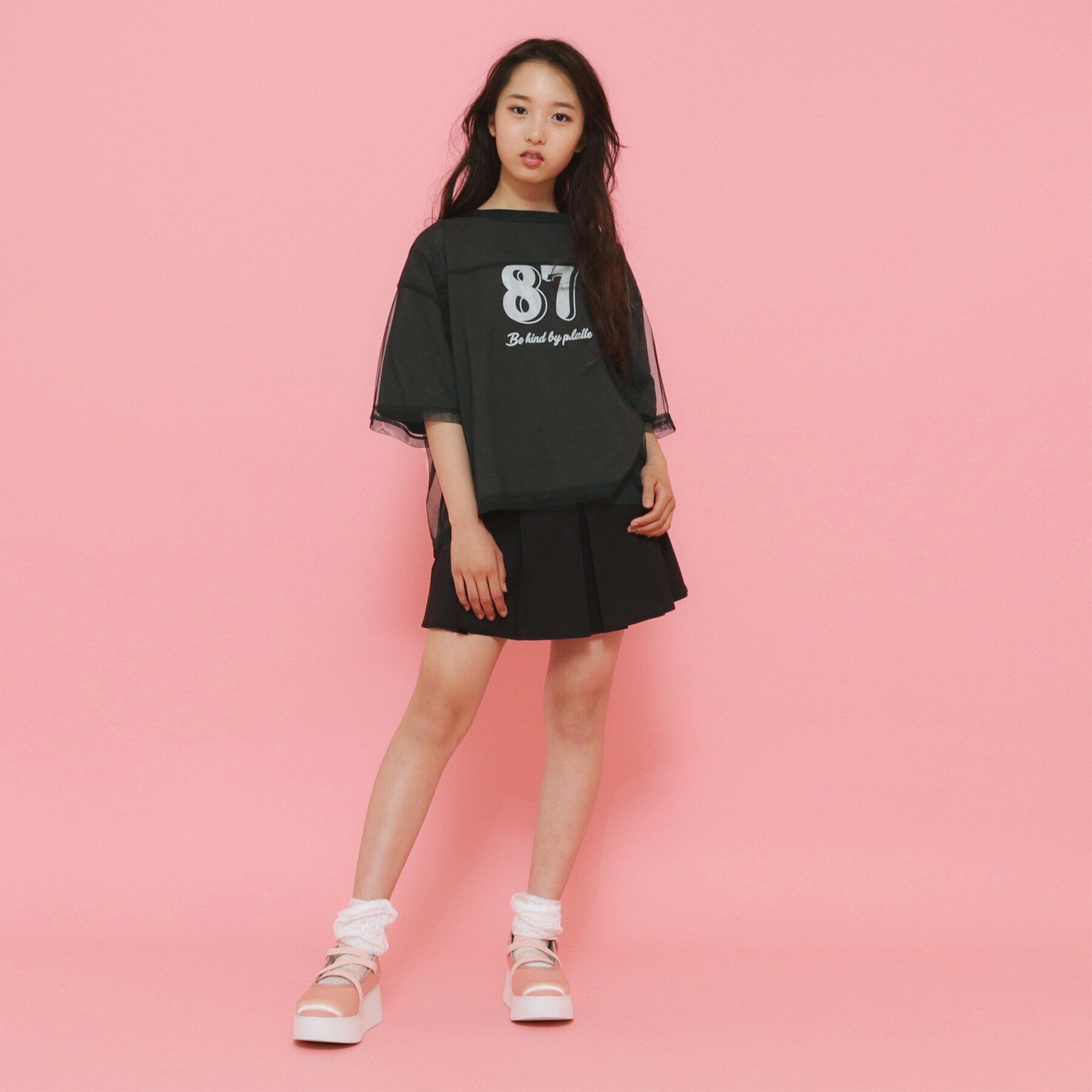 PINK-latte「【セットアイテム】チュールレイヤードTシャツセット」|Tシャツ・カットソー|