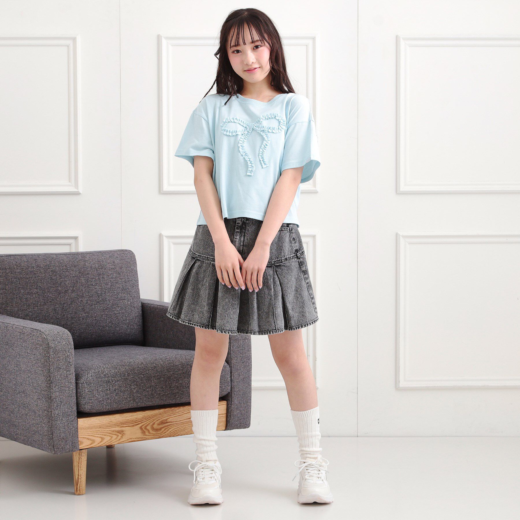 PINK-latte「フリルリボンTシャツ」|Tシャツ・カットソー|