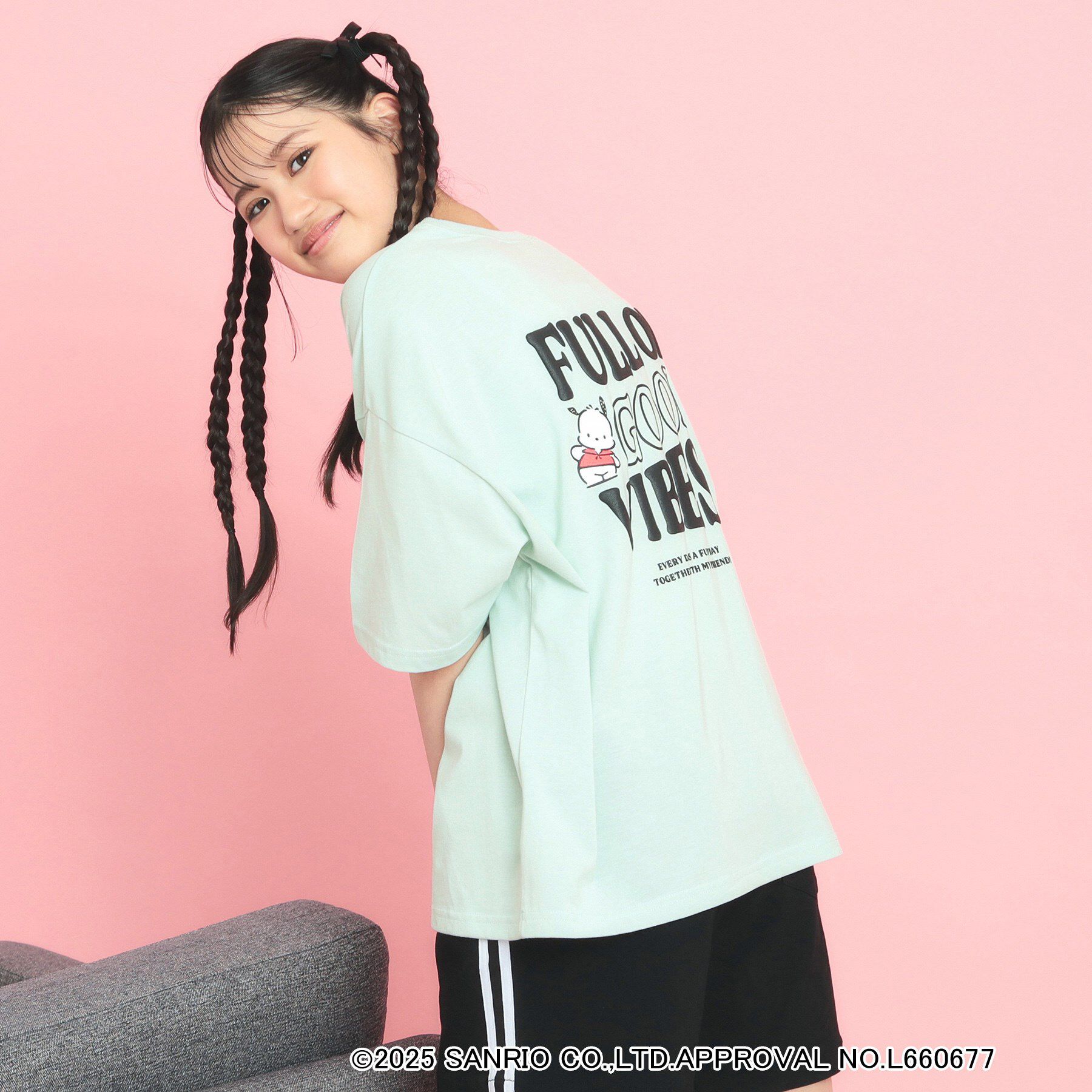 PINK-latte「【サンリオキャラクターズコラボ】バックロゴビッグTシャツ」|Tシャツ・カットソー|