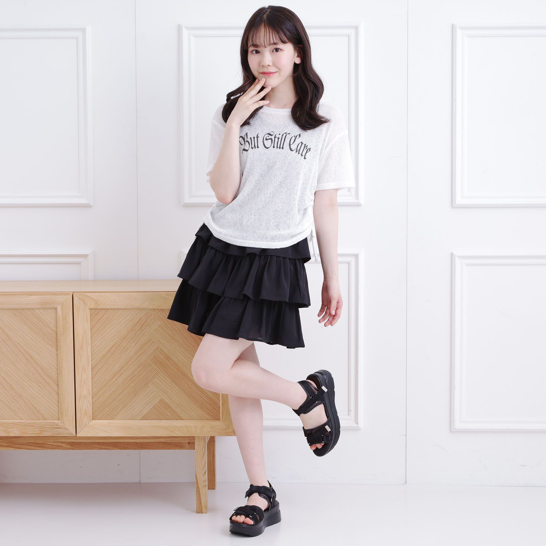 PINK-latte「3段フリルスカート」|スカート|