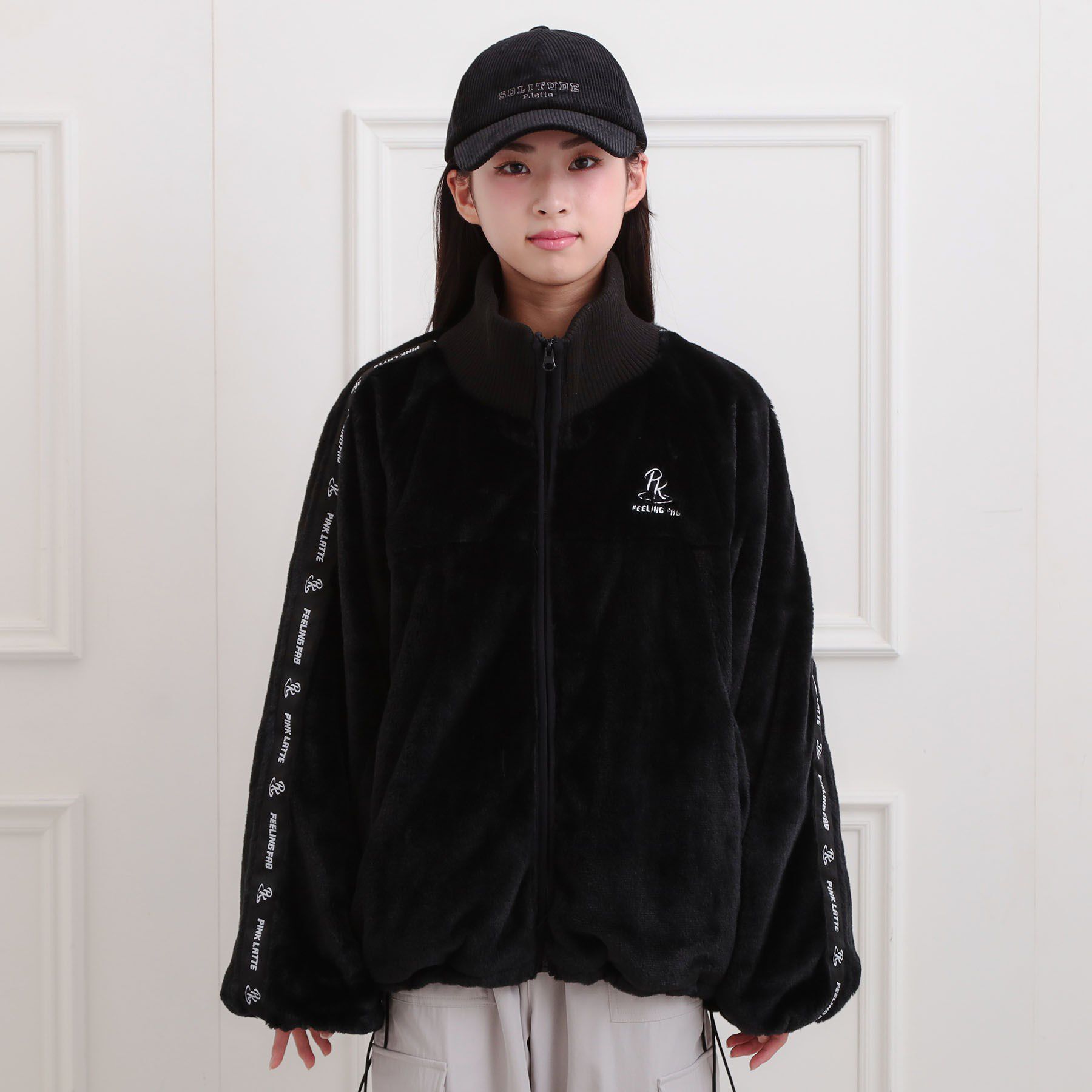 PINK-latte「フェイクファーリブハイネックブルゾン」|ブルゾン・スタジャン|