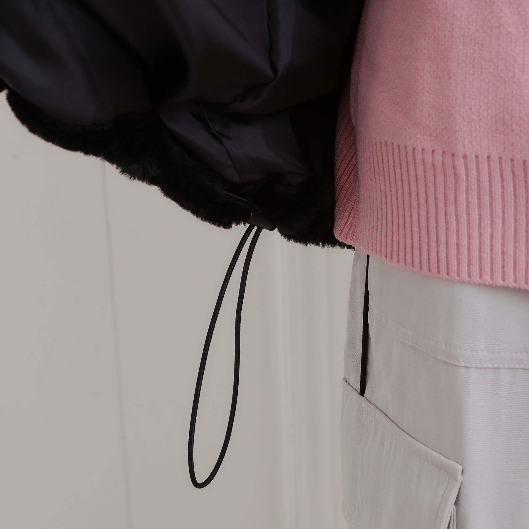 PINK-latte「フェイクファーリブハイネックブルゾン」|ブルゾン・スタジャン|