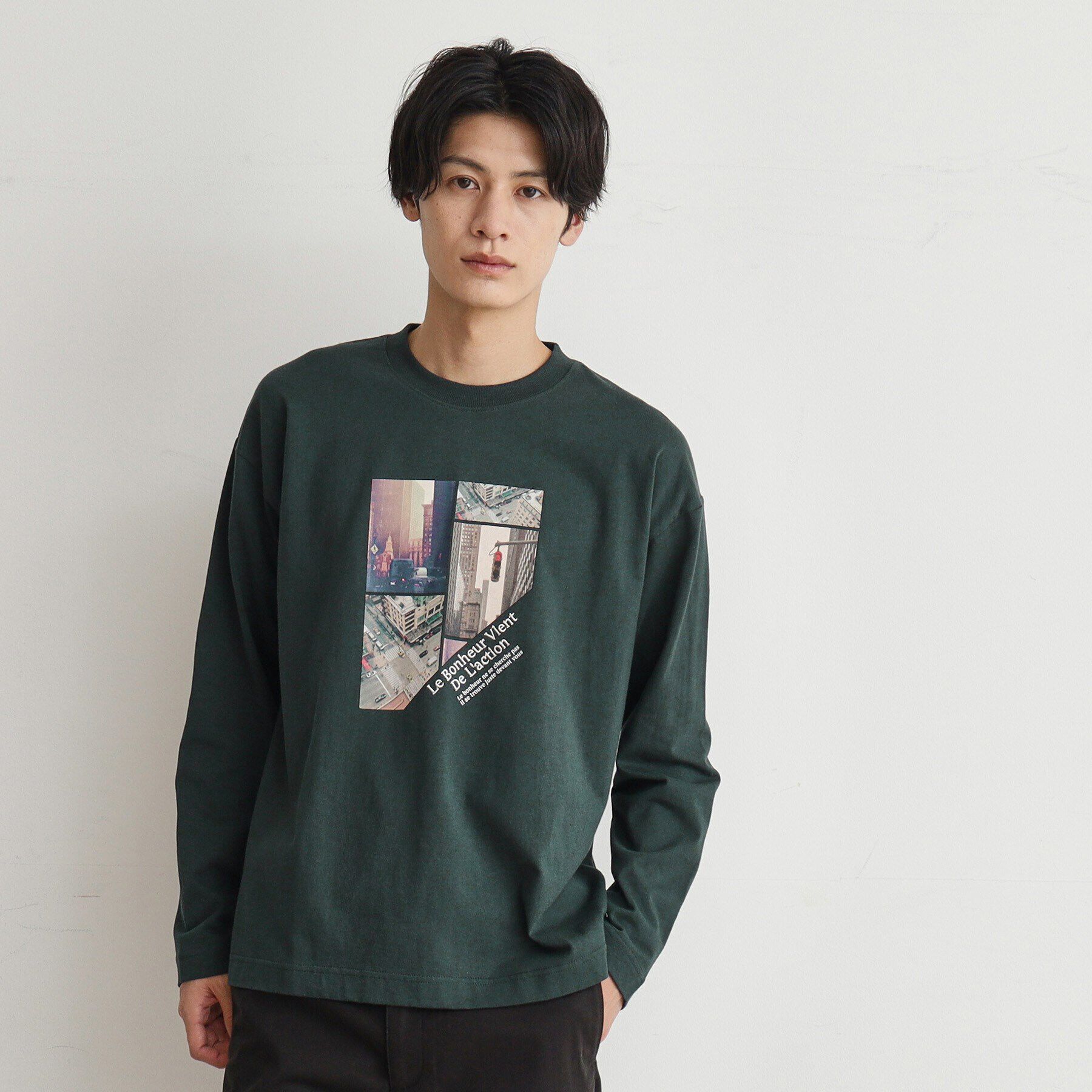 THE SHOP TK「【6色展開】Parisフォト／ロゴ長袖Tシャツ」|Tシャツ・カットソー|グリーン(424)