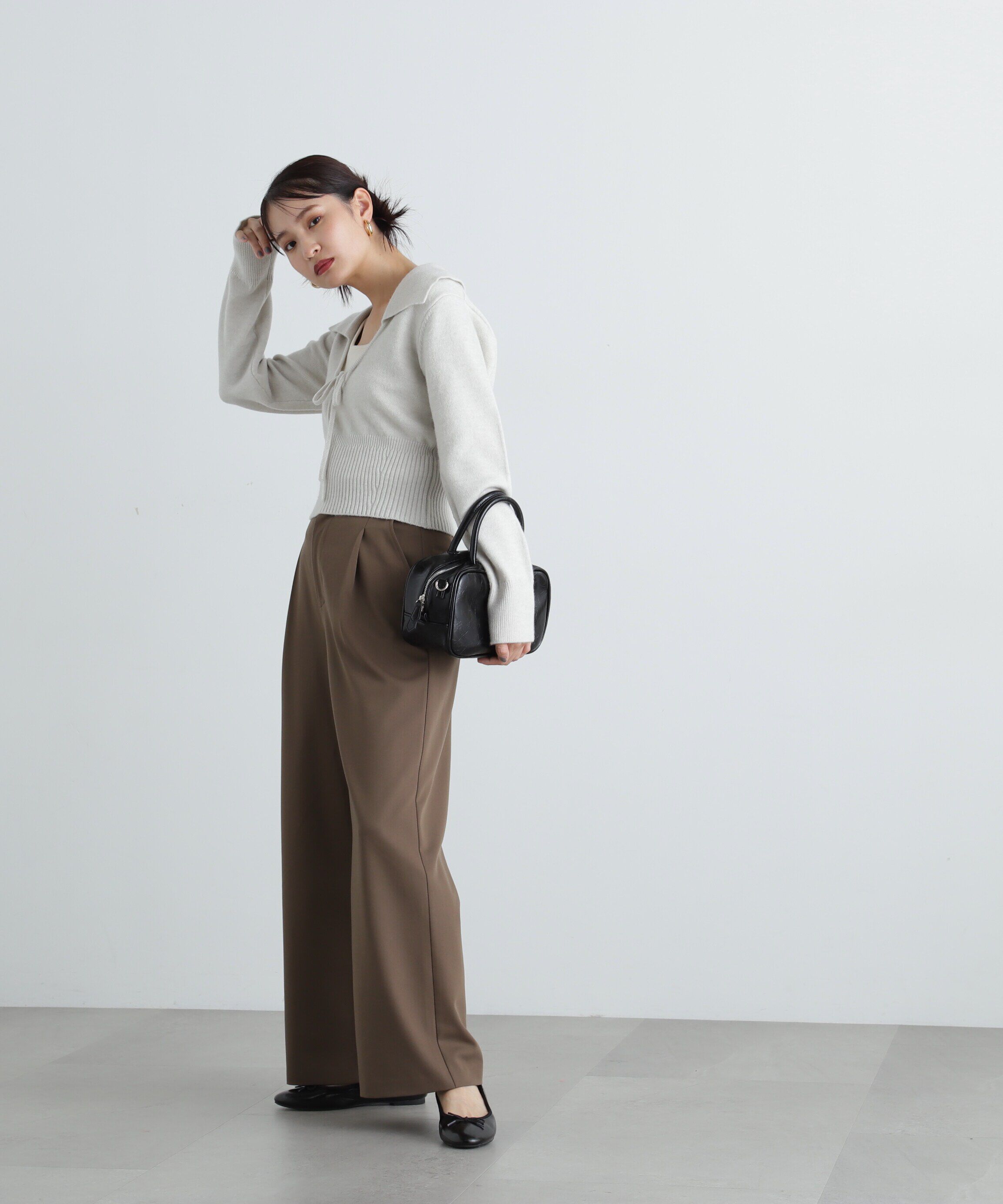  「フロントリボン襟付きニット」|ニット・セーター|