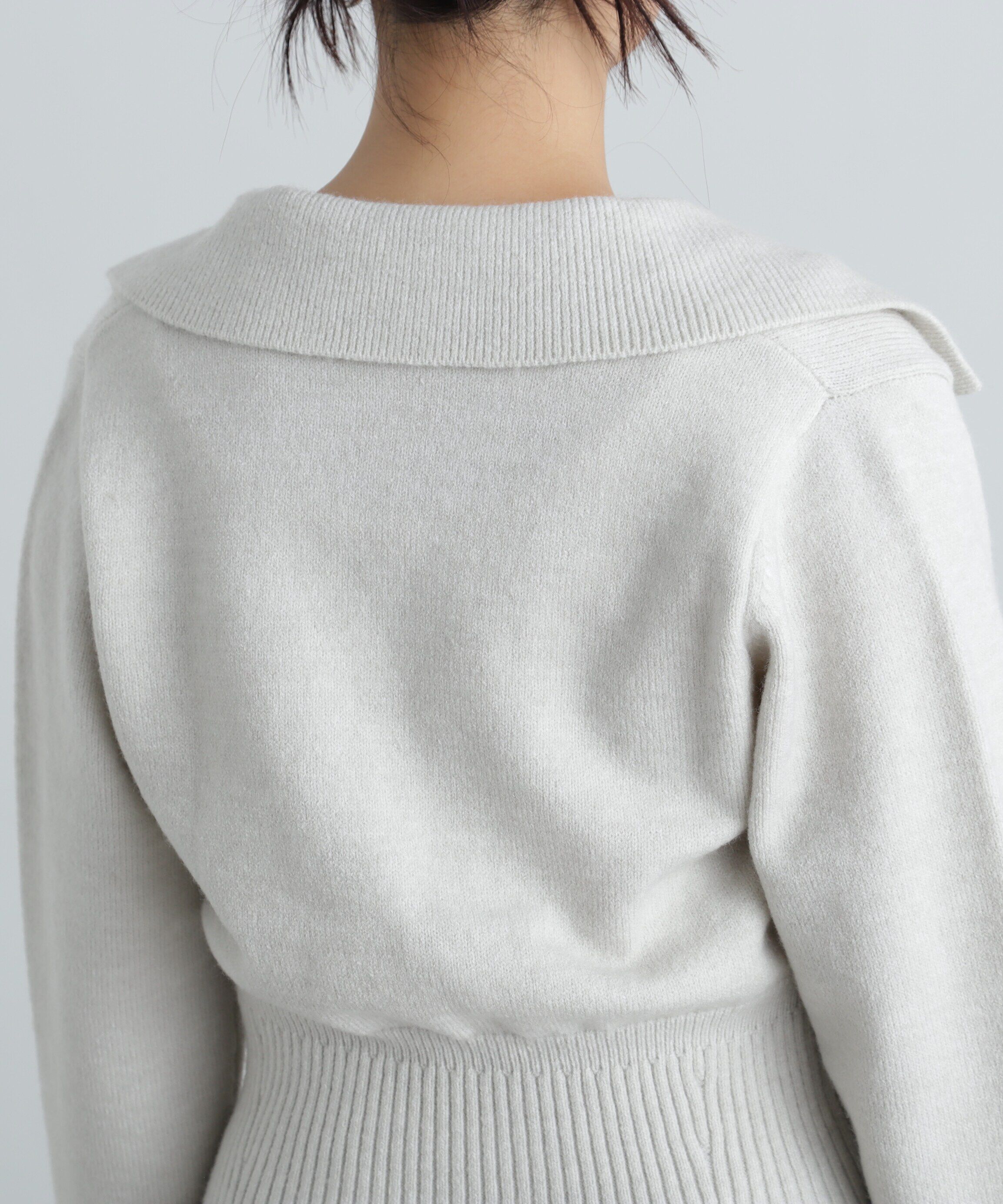  「フロントリボン襟付きニット」|ニット・セーター|