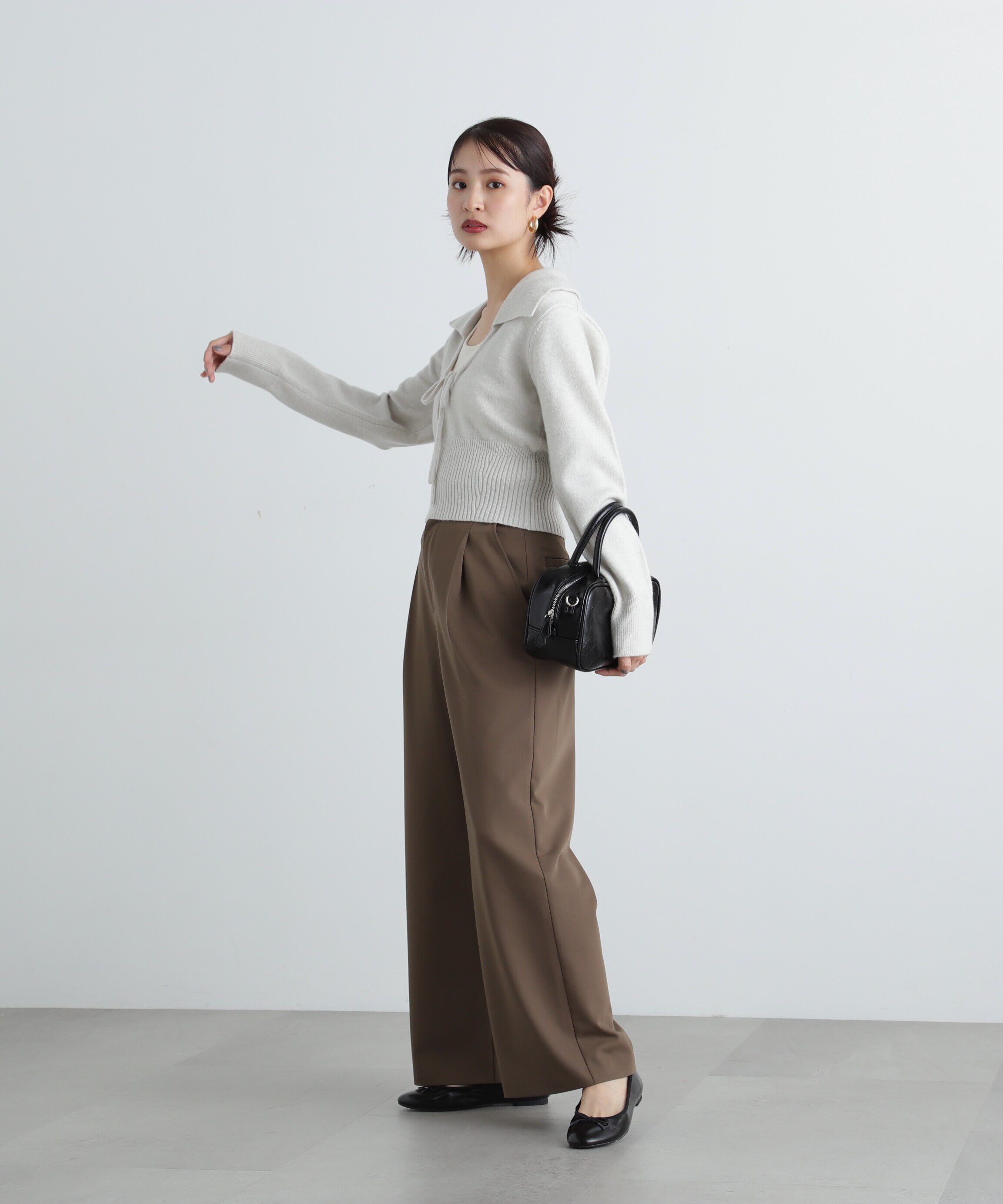  「フロントリボン襟付きニット」|ニット・セーター|