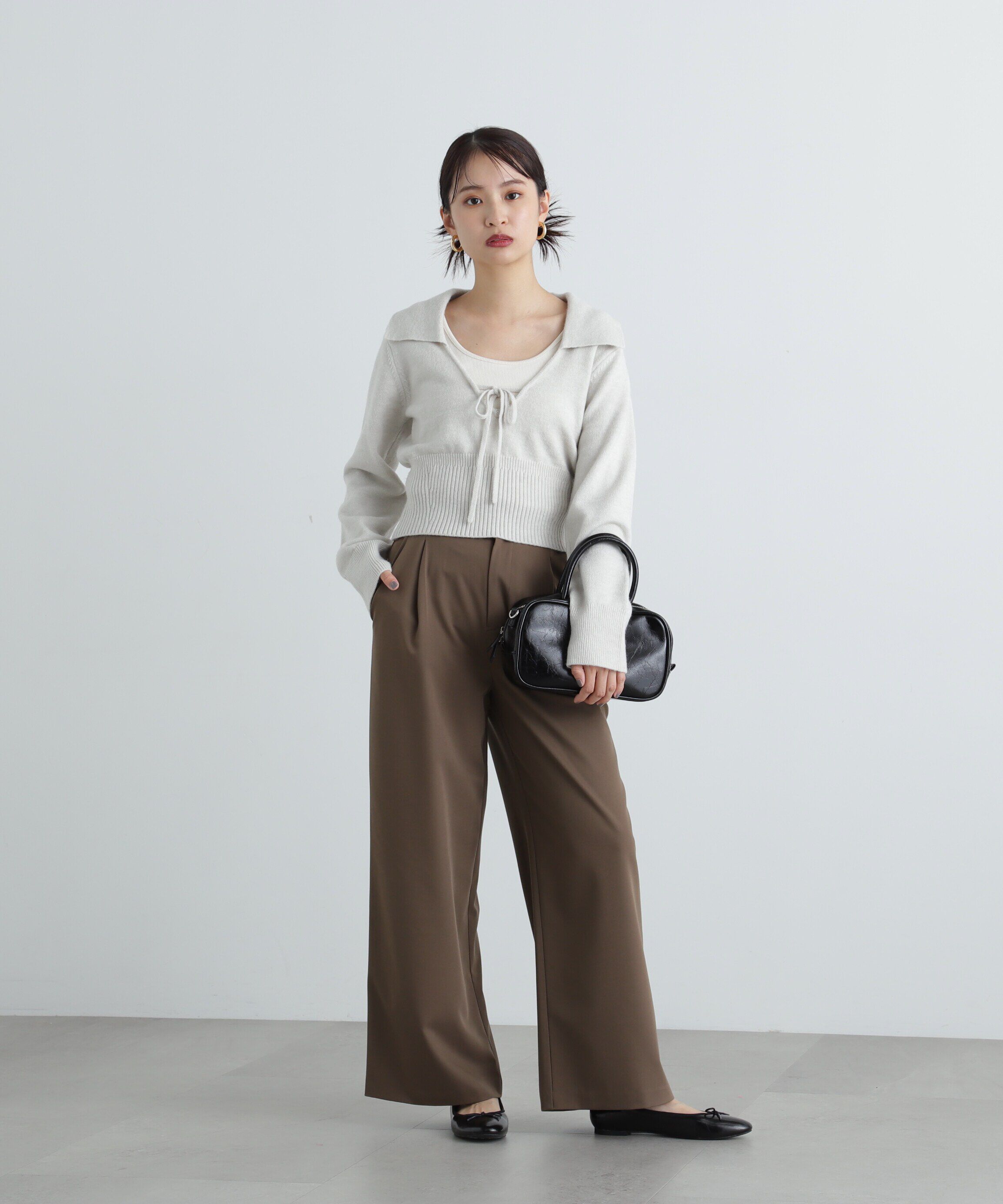  「フロントリボン襟付きニット」|ニット・セーター|