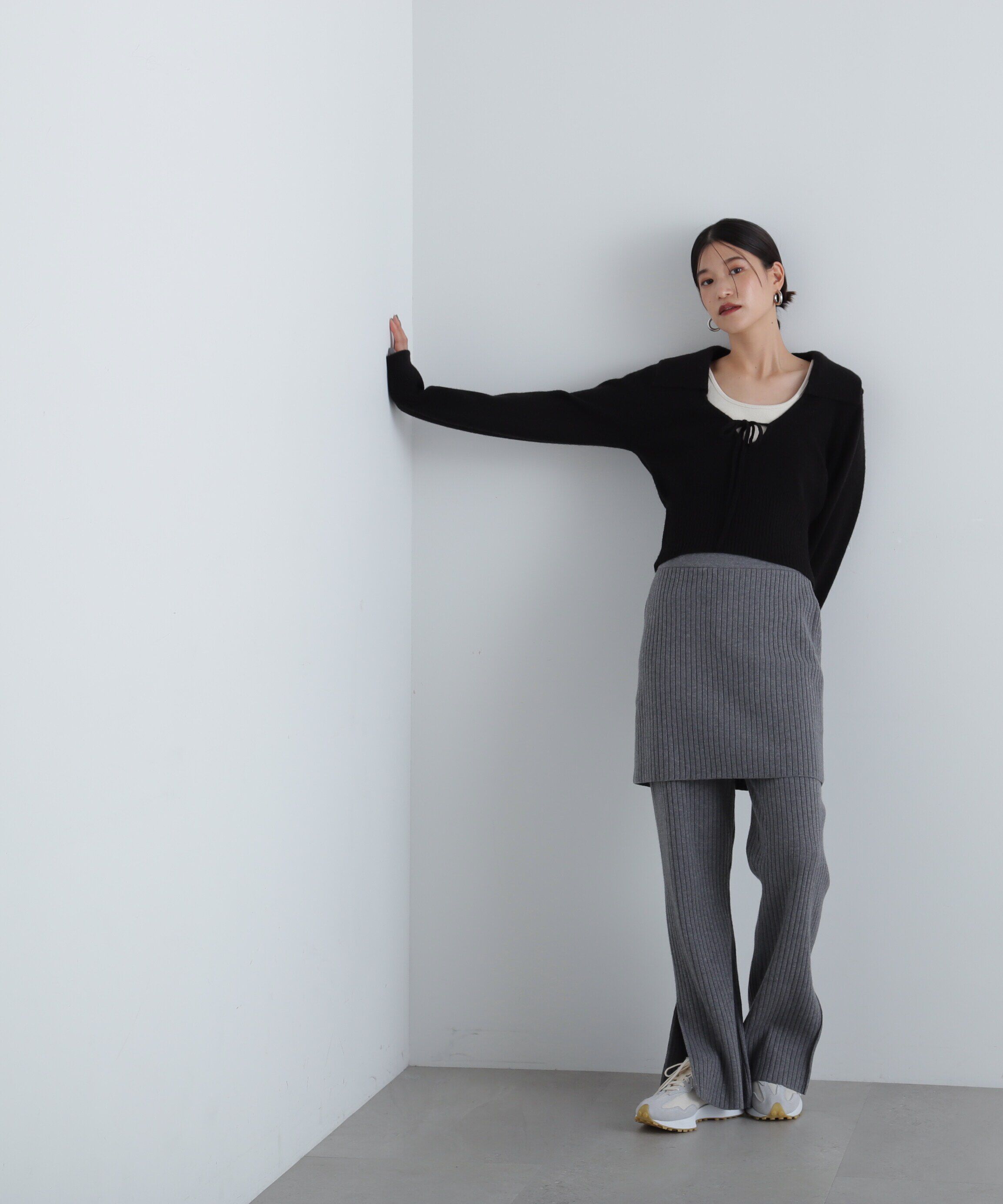  「フロントリボン襟付きニット」|ニット・セーター|