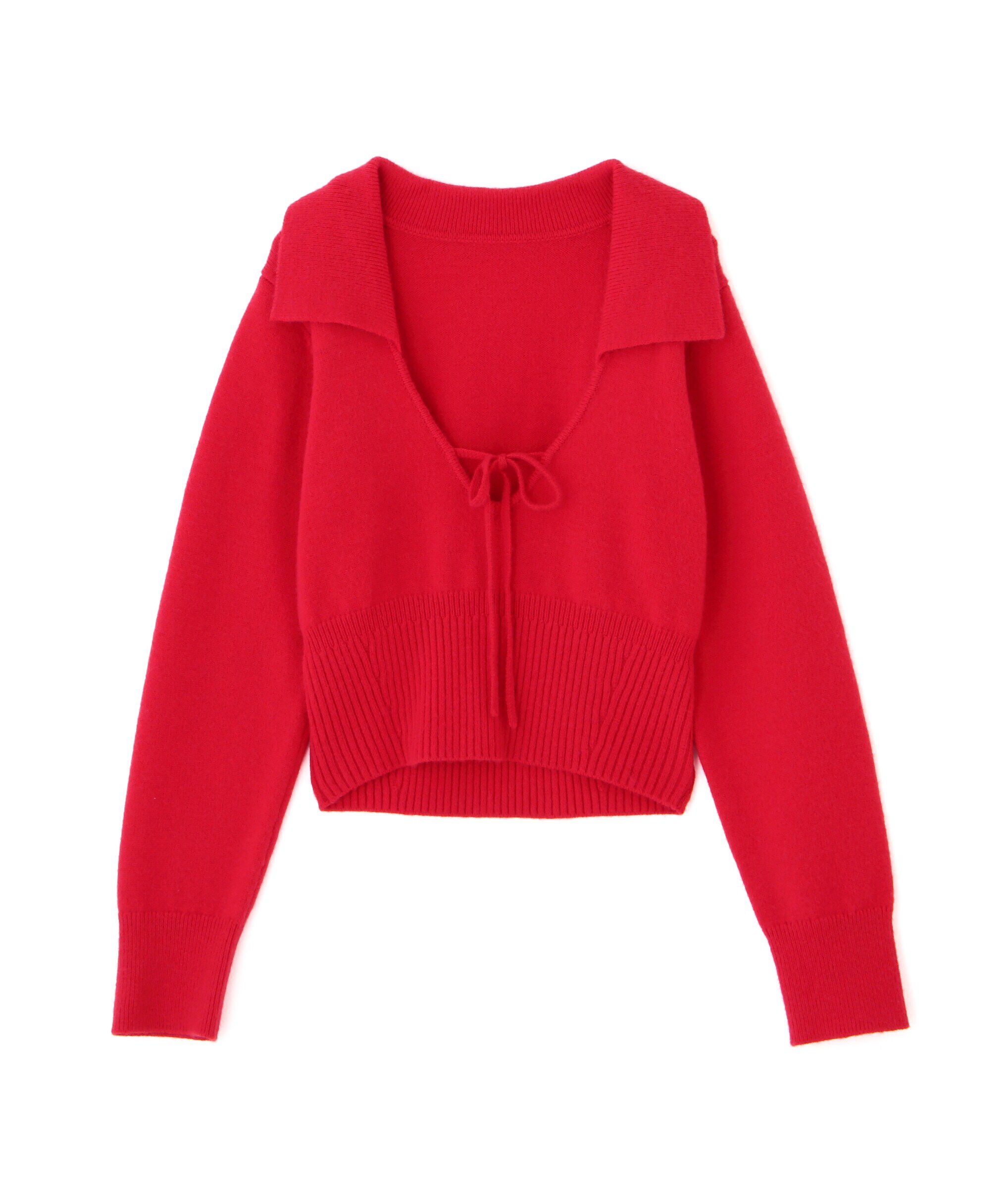  「フロントリボン襟付きニット」|ニット・セーター|