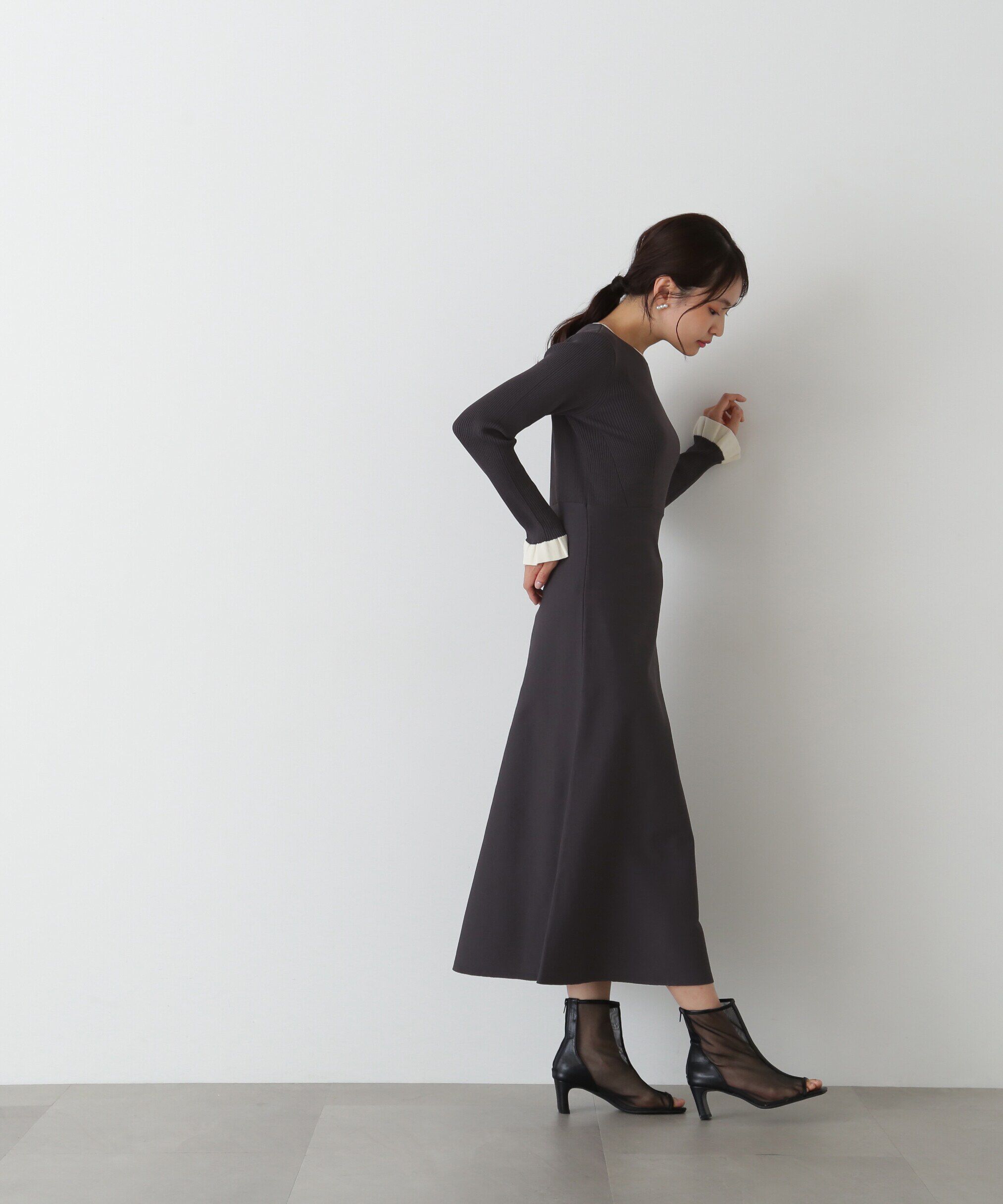  「バイカラーニットワンピース」|ワンピース|