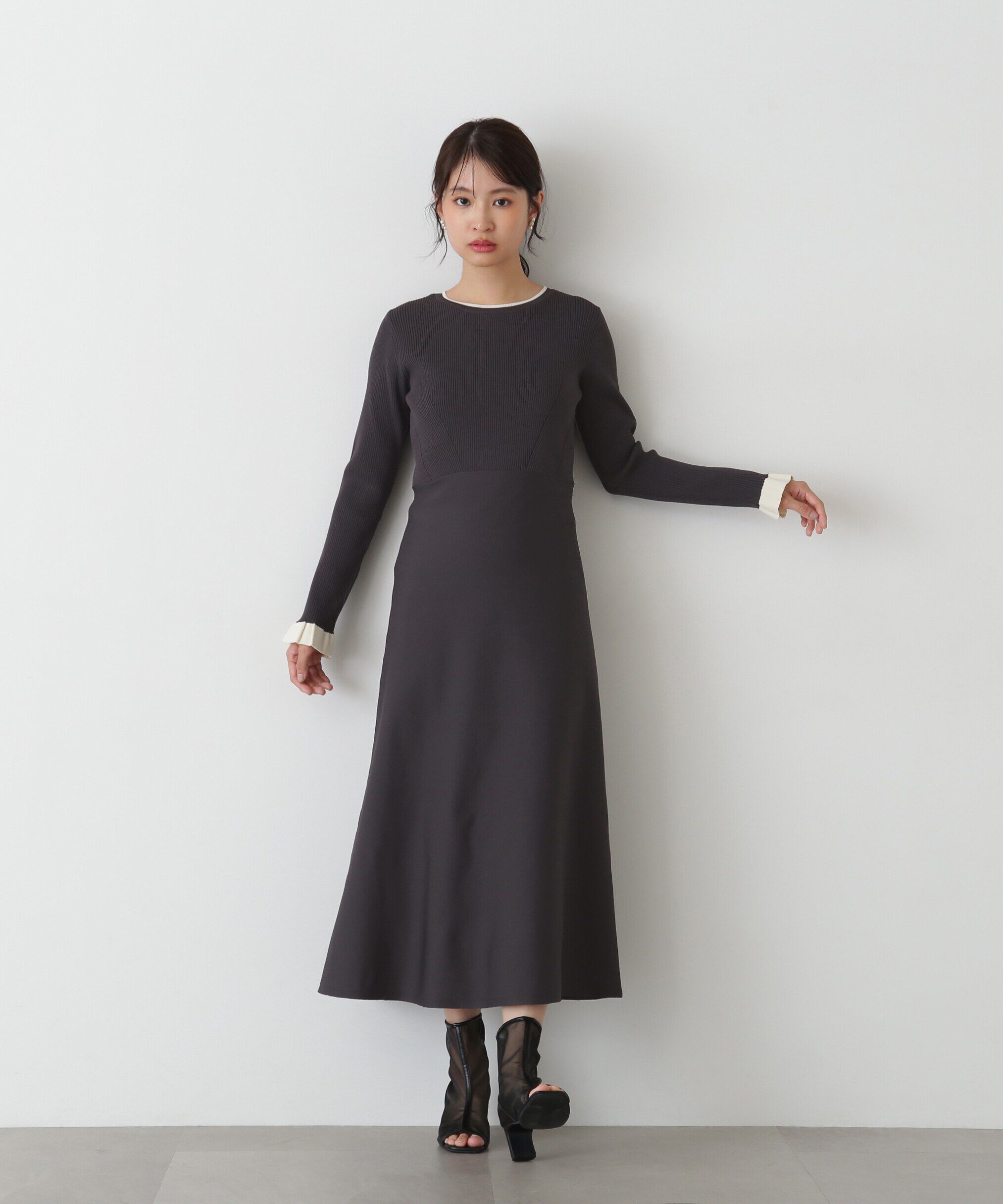  「バイカラーニットワンピース」|ワンピース|