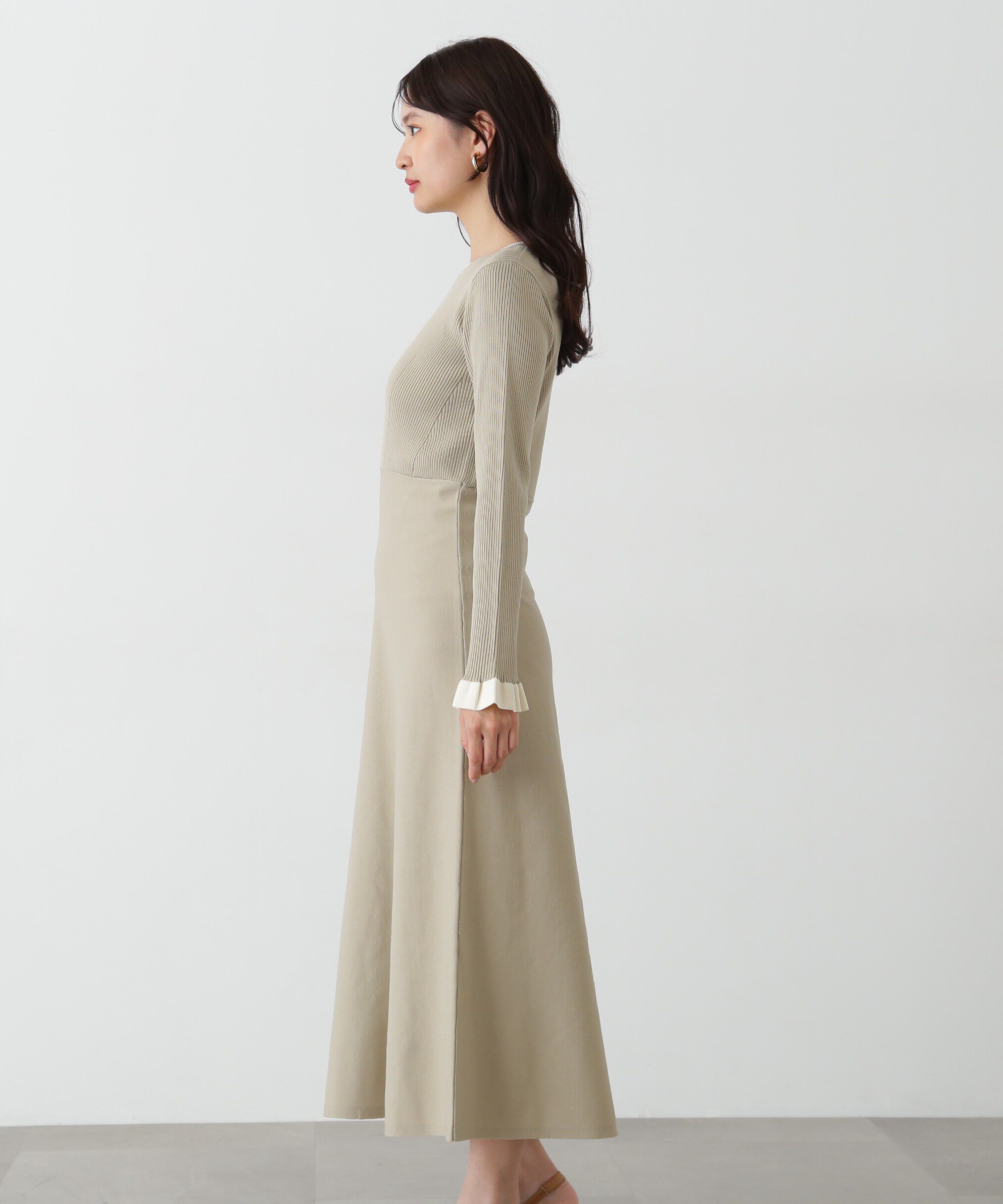  「バイカラーニットワンピース」|ワンピース|