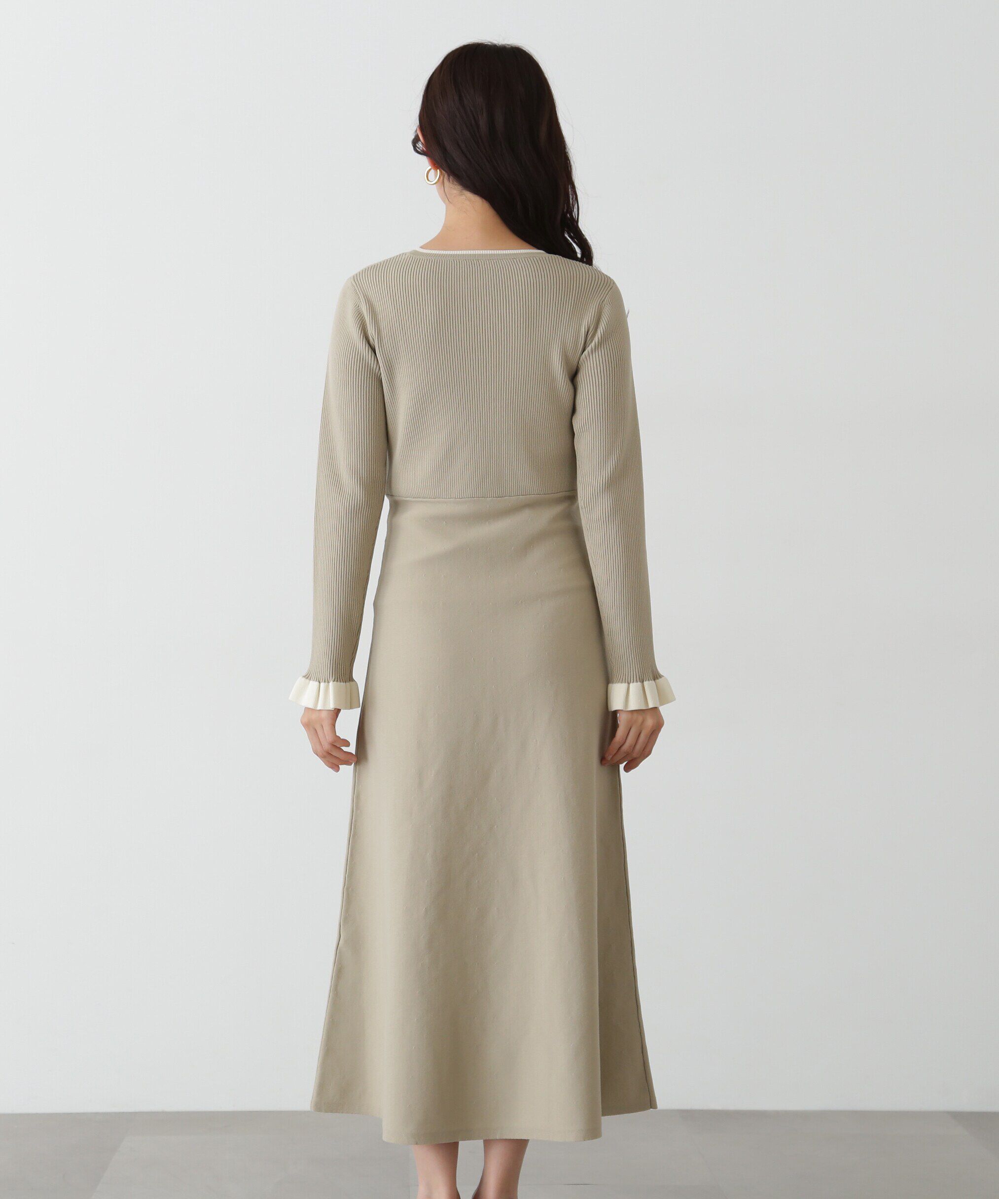  「バイカラーニットワンピース」|ワンピース|