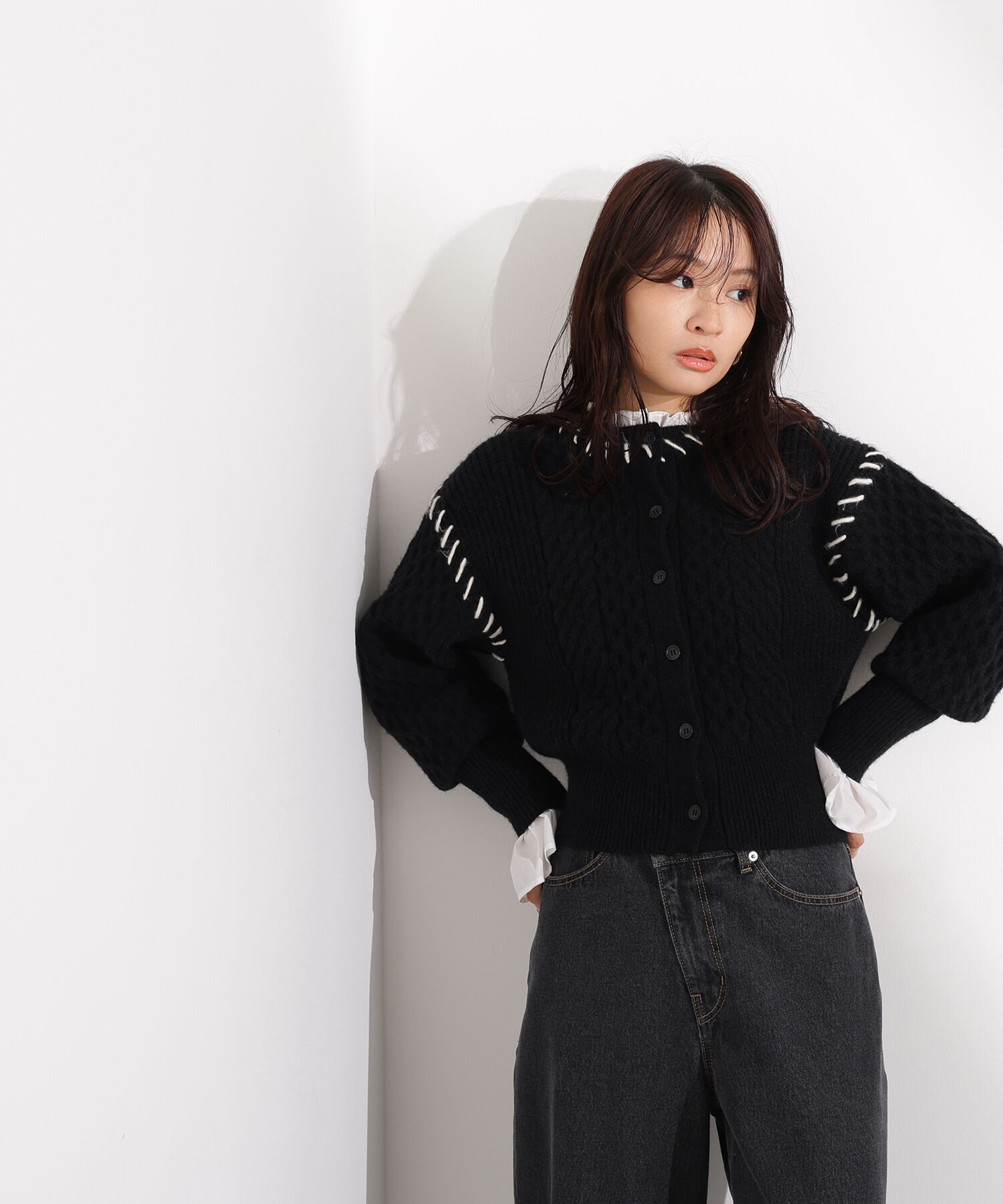  「ケーブルステッチカーディガン」|ニット・セーター|