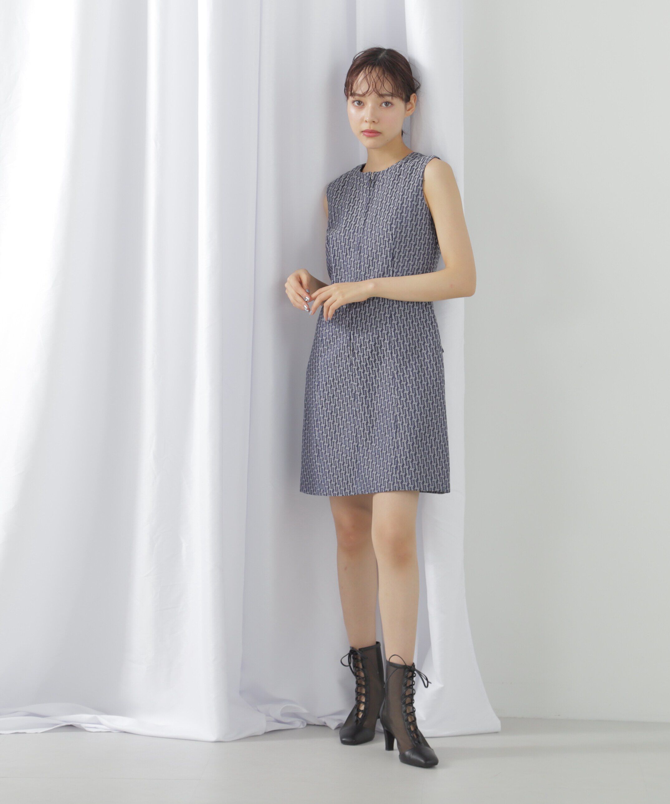  「モノグラムジャガードミニワンピース」|ワンピース|