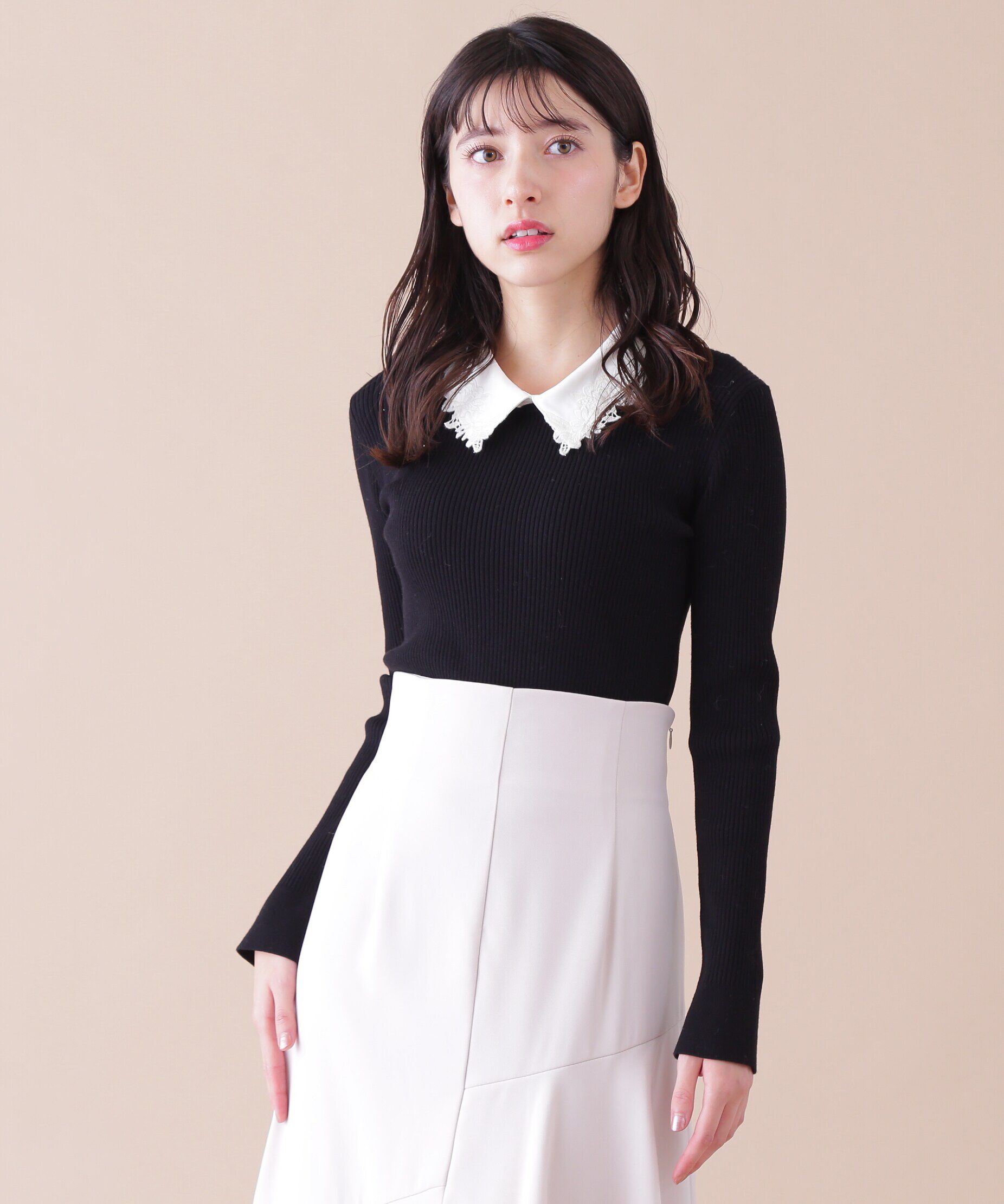  「衿付きリブニット」|ニット・セーター|