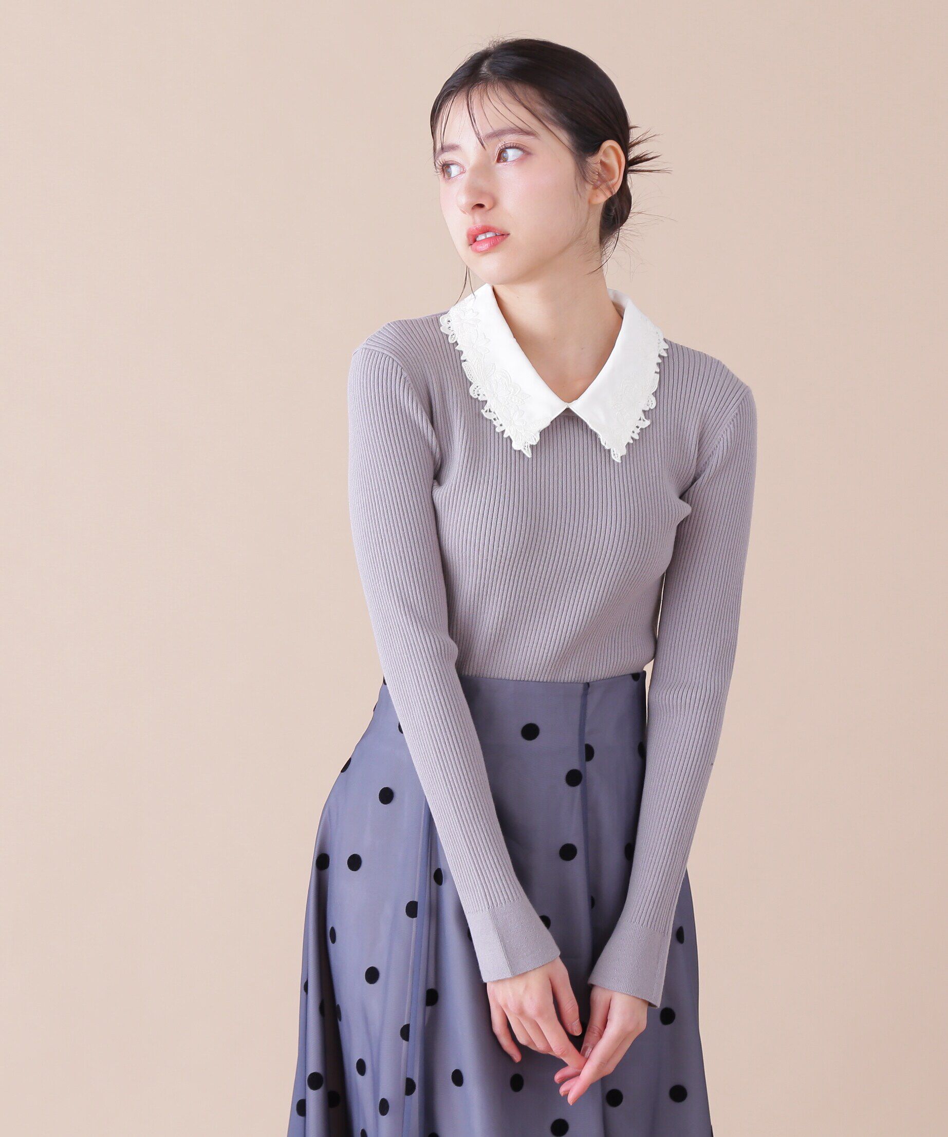  「衿付きリブニット」|ニット・セーター|