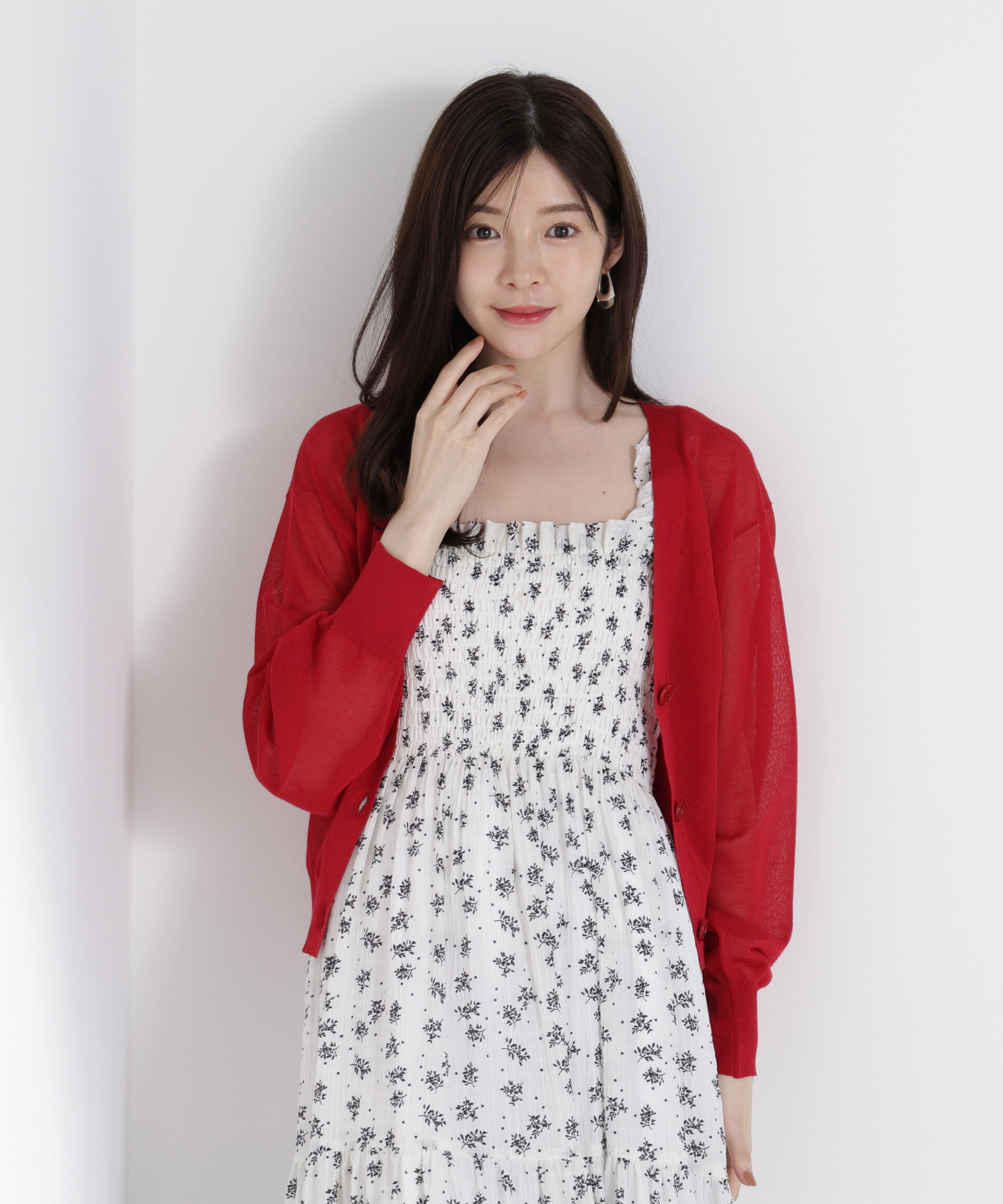 PROPORTION BODY DRESSING「シアーカーディガン」|カーディガン|レッド